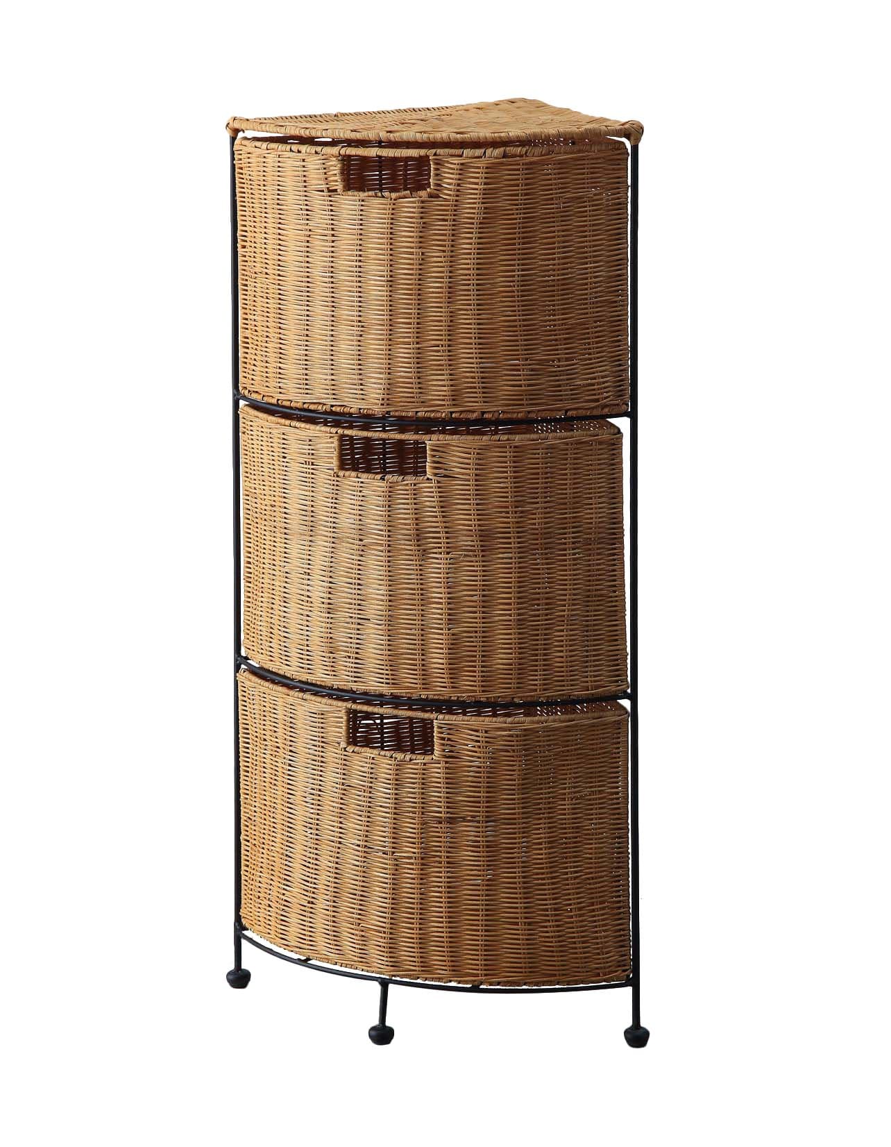 4D Concepts 3 Tier Wicker Corner Drawer, 3 Drawer