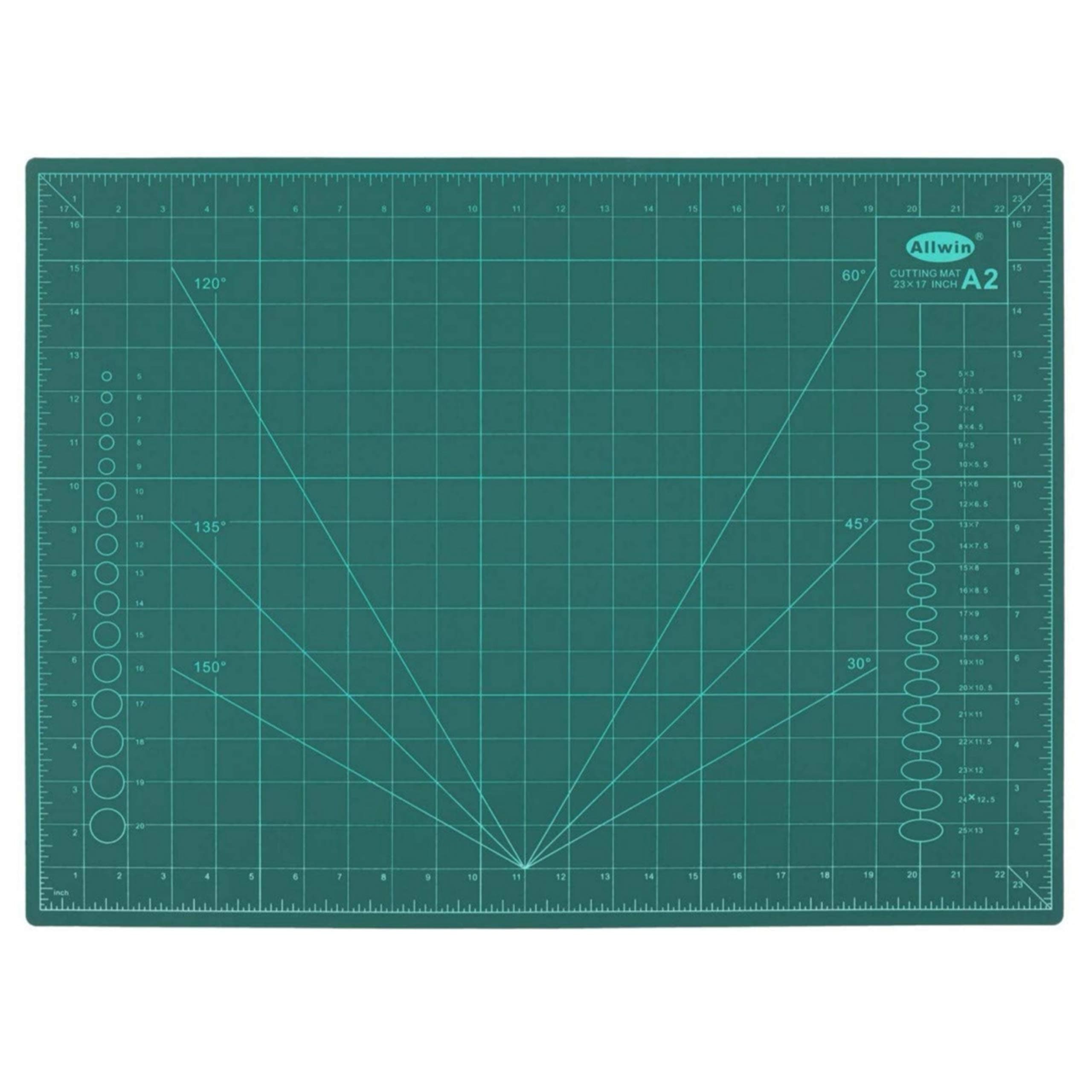 ALLWIN JD9 A2 Self-Healing 5 Layers Double Sided Durable Non-Slip PVC Professional Cutting Mat (23 x 17 Inch/59 x 44 cm, Green) - Polyvinyl Chloride