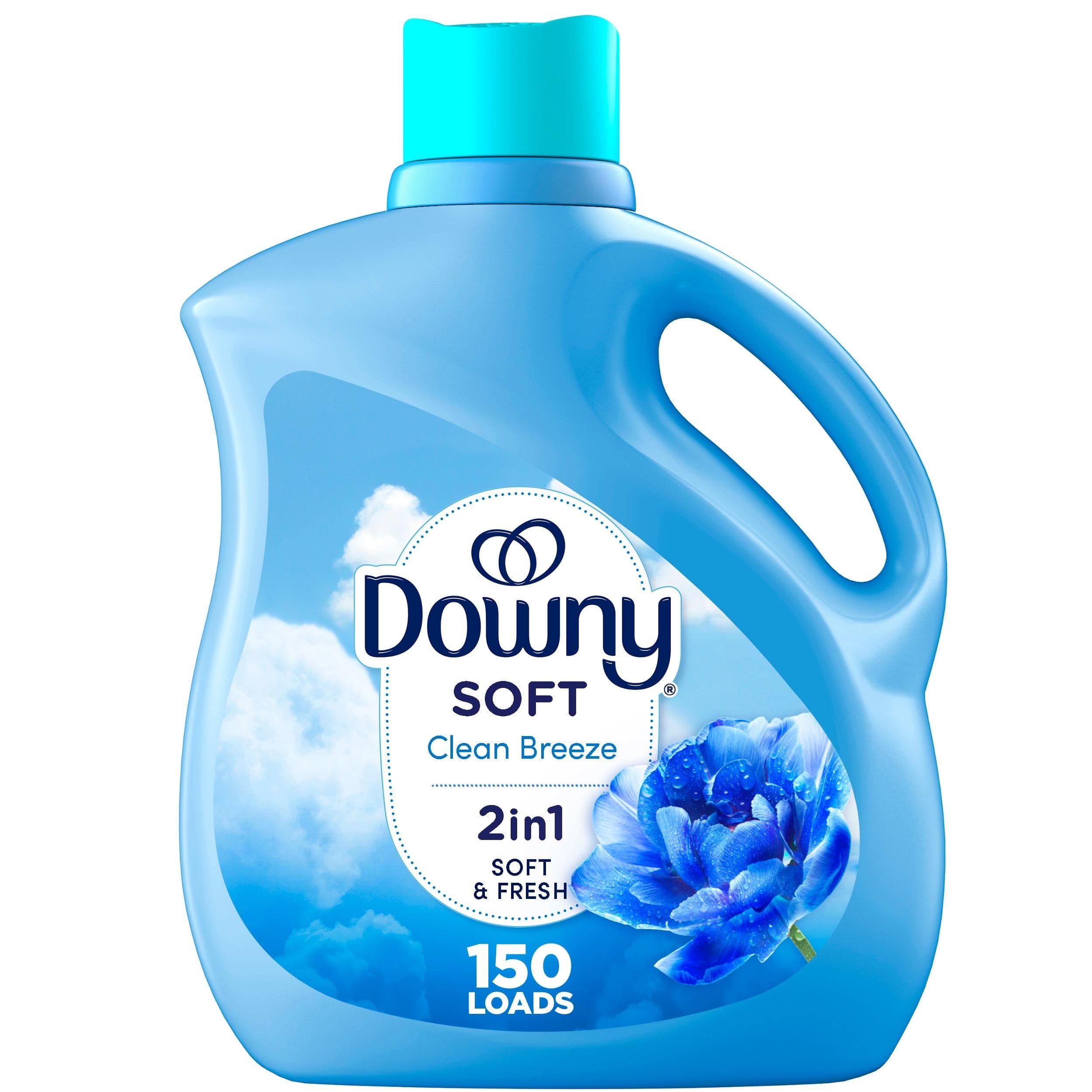 Downy Soft, 2 in 1 Soft and Fresh Liquid Fabric Softener, Clean Breeze, 111 fl oz, 150 Loads, Fabric Conditioner Liquid provides softness and freshness for fabrics