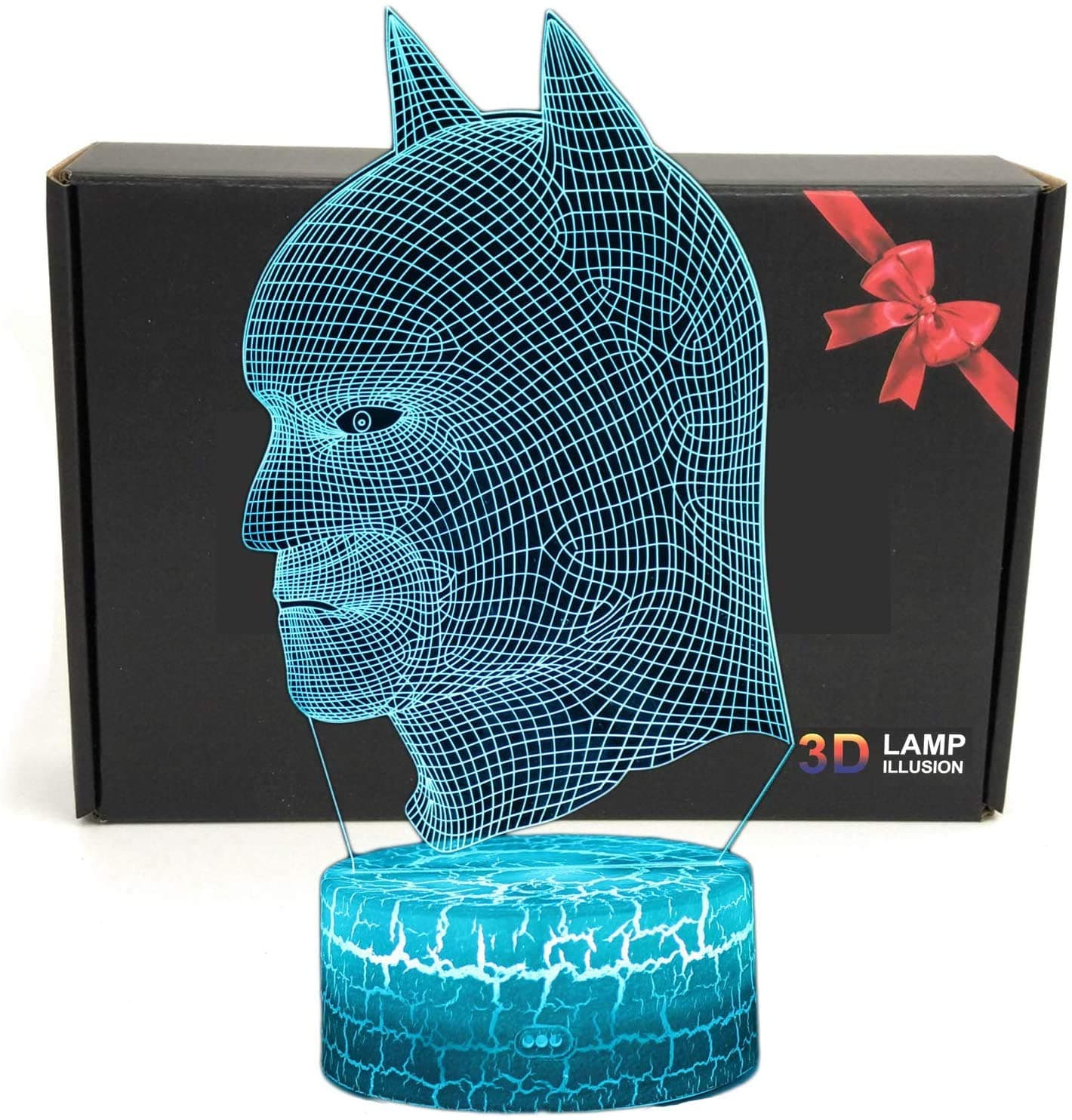 LED Superhero 3D Optical Illusion Smart 7 Colors Night Light Table Lamp with USB Power Cable (Batman)