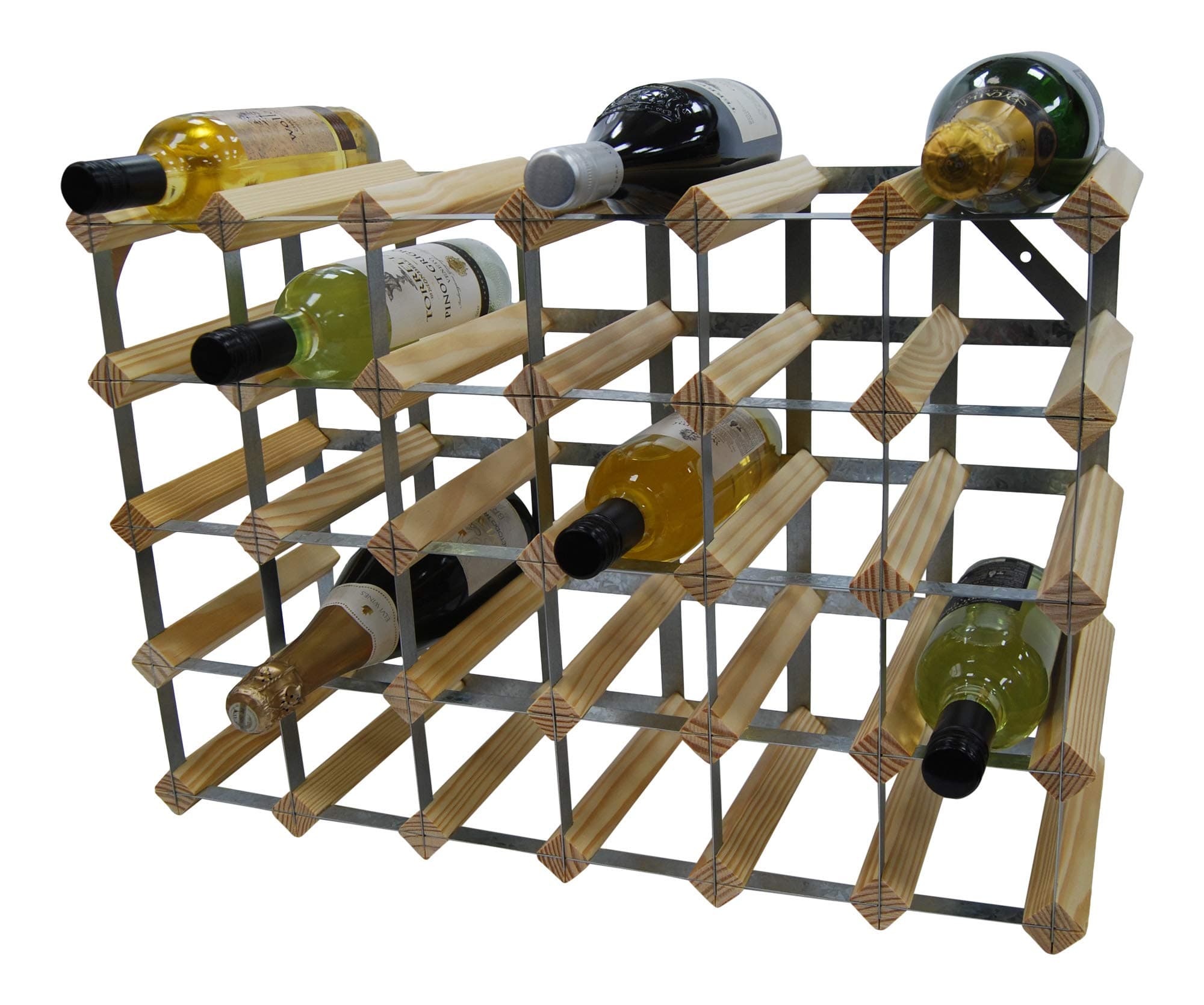 30 Bottle Wine Rack Natural Pine Fully Assembled Made In The UK, FSC Timber