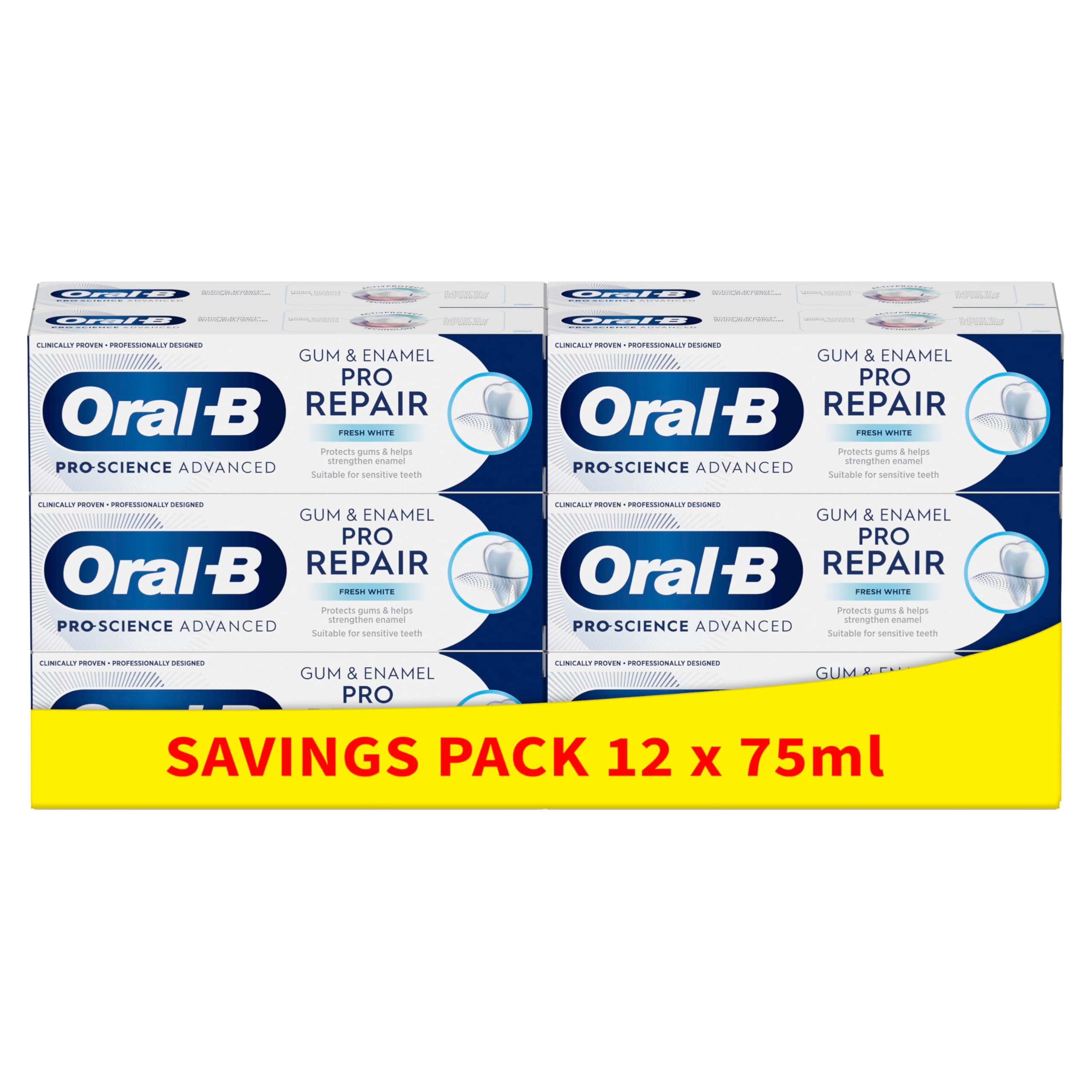 Pro-Science Advanced Gum & Enamel, 900 ml (75 ml x 12) Pro-Repair Fresh White Toothpaste