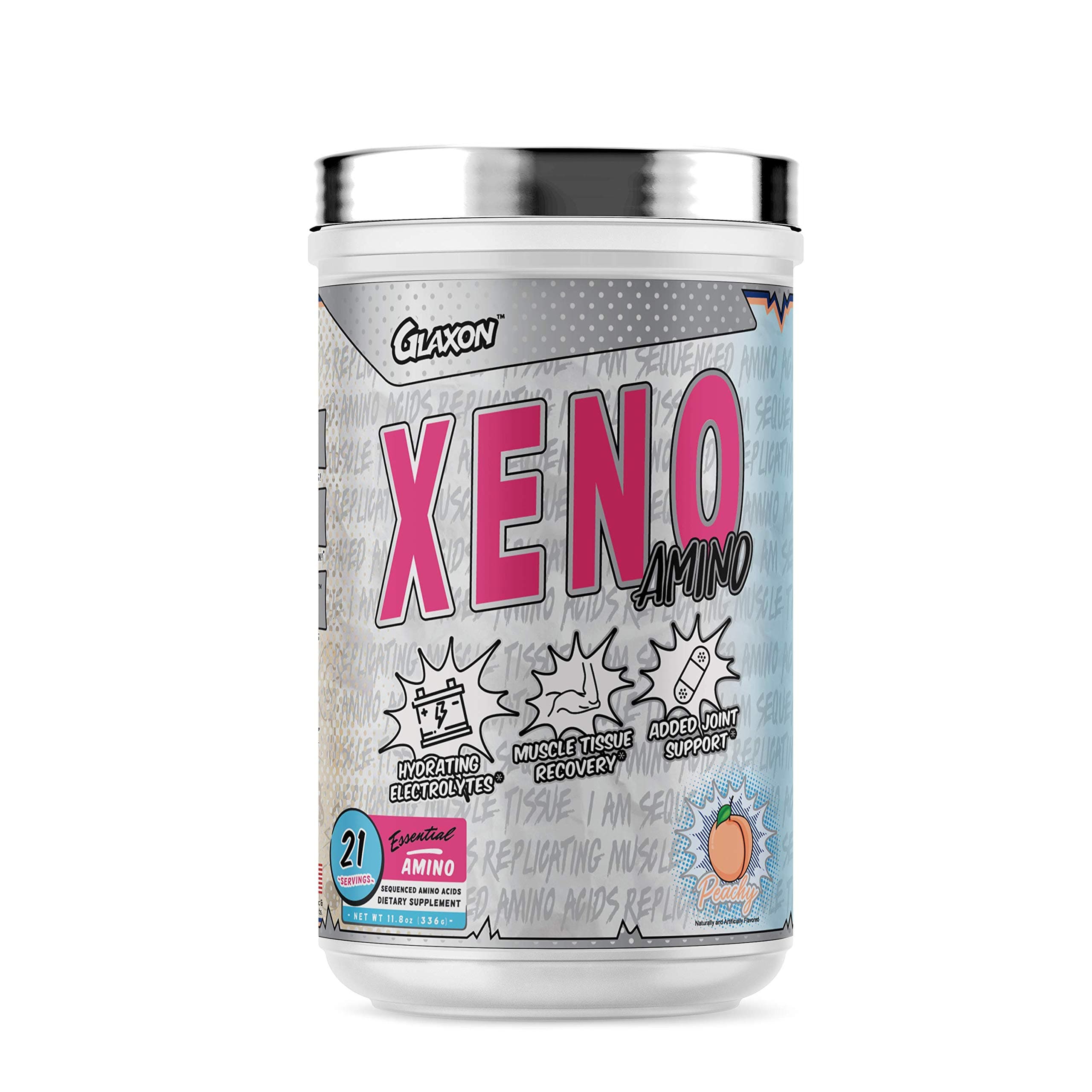 Xeno Amino by Glaxon Essential Sequenced Amino Acids – BCAA & EAA – Muscle Recovery & Joint Support for Men & Women – Great Taste (Peachy)