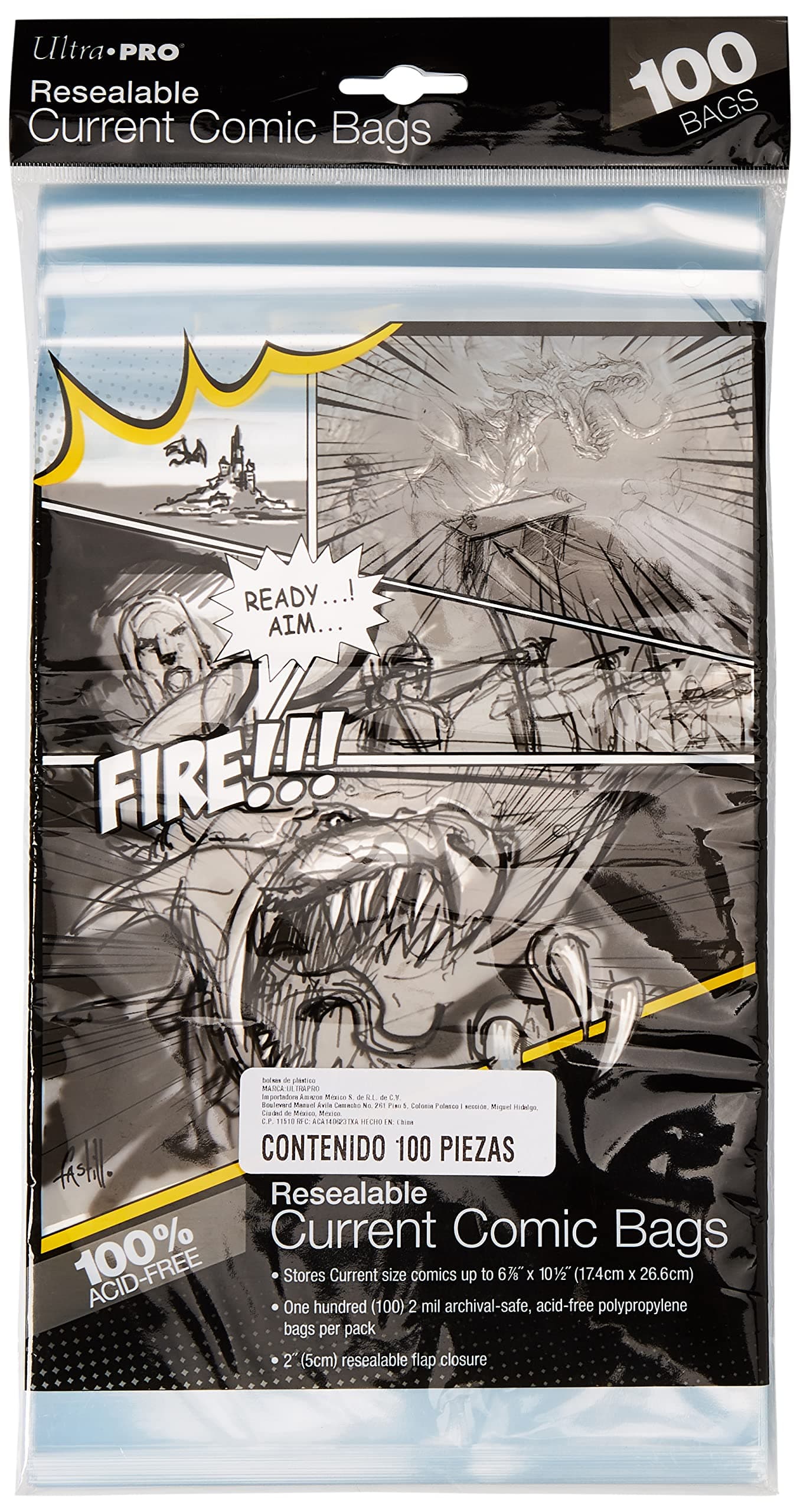 Resealable Current Size Comic Bags 2-Mil Polypropylene 6-7/8 X 10½ Inches (100-Count)