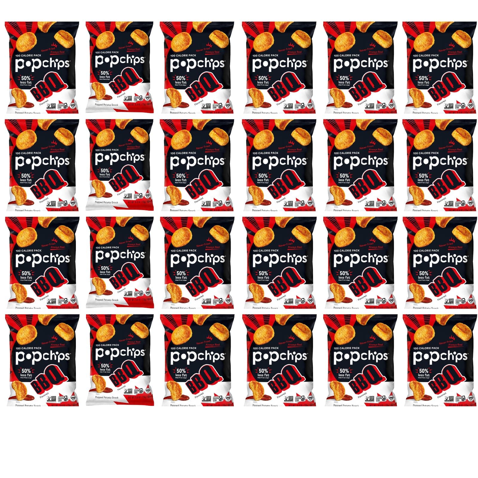 Potato Chips BBQ Potato Chips Single Serve 0.8 oz Bags Barbeque, 19.2 Ounce, (Pack of 24)