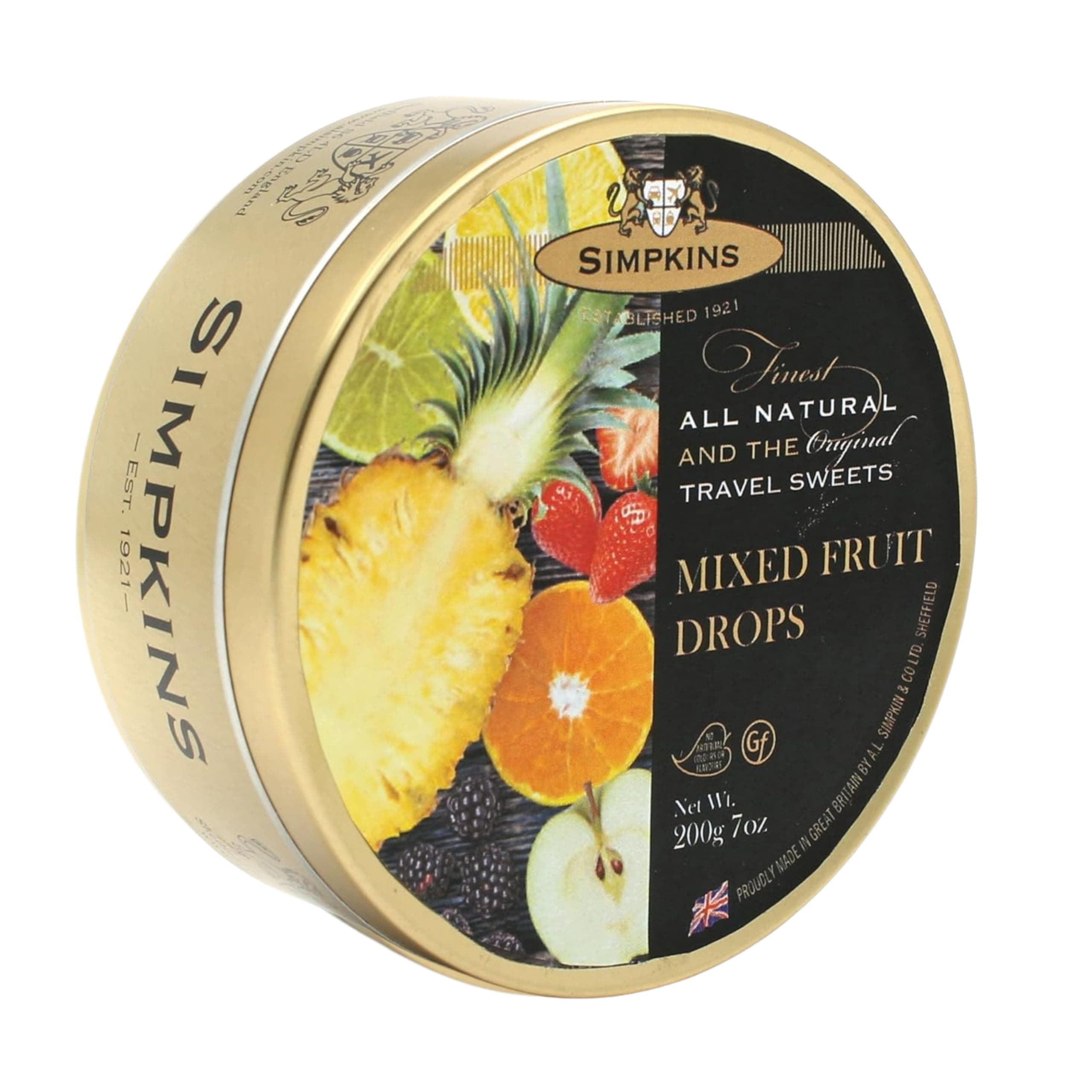 Simpkins Candy Travel Sweets | Mixed Fruit Drops | 7 Oz, Tin (Pack of 6)