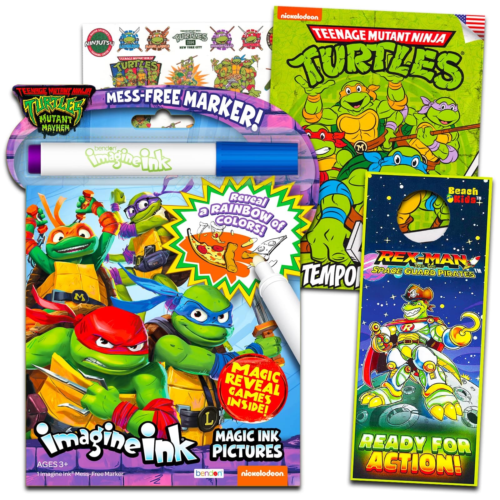 TMNT Imagine Ink Activity and Coloring Book Bundle for Kids with 25 Ninja Turtle Tattoos and Party Favors