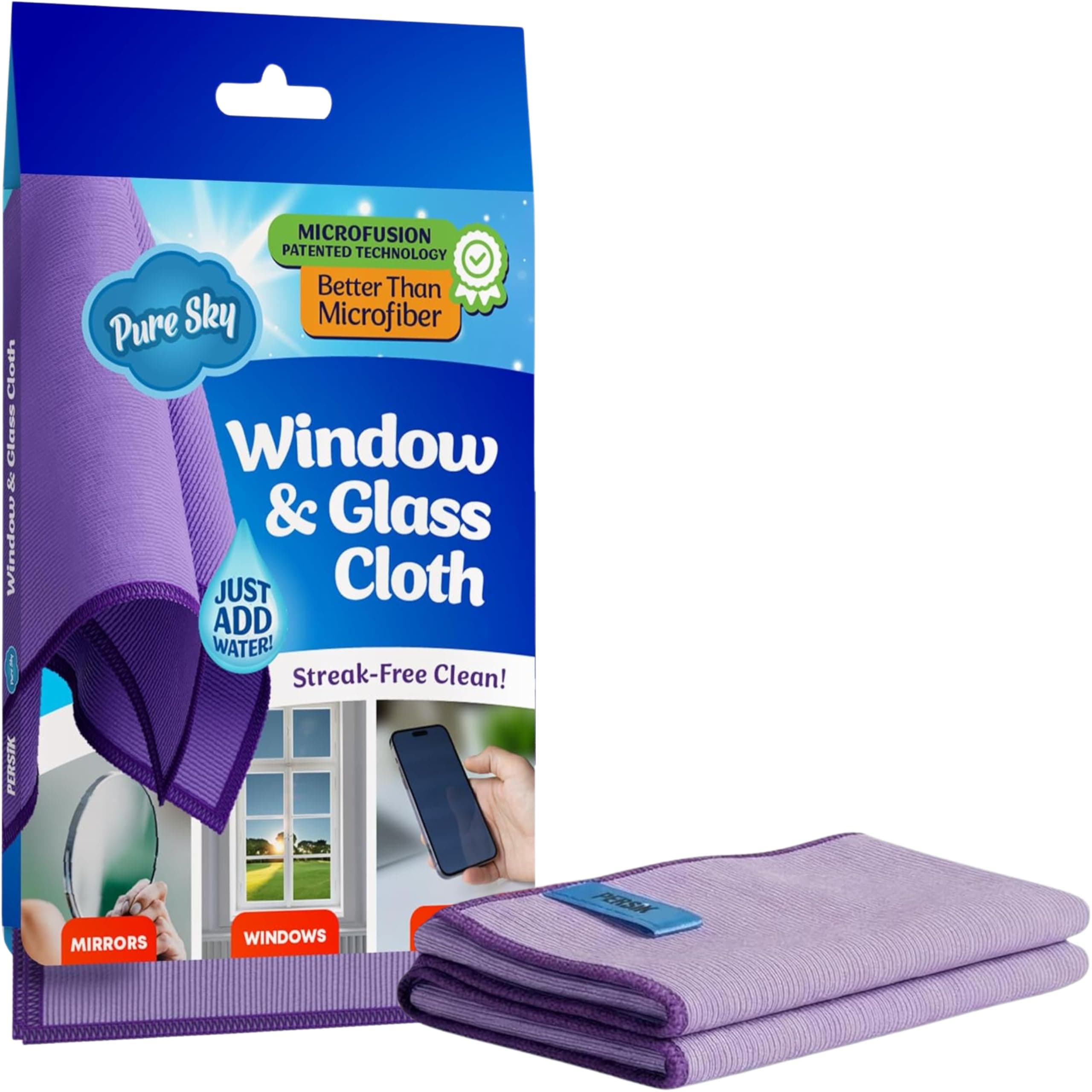 Pure-Sky Microfusion Window Thickened Magic Cleaning Cloth - Microfiber Streak Free Cleaning Cloths Reusable Magic Cleaning Wipes for Windows Glass Magic Streak Free No Wiping Marks Glasses Cleaner