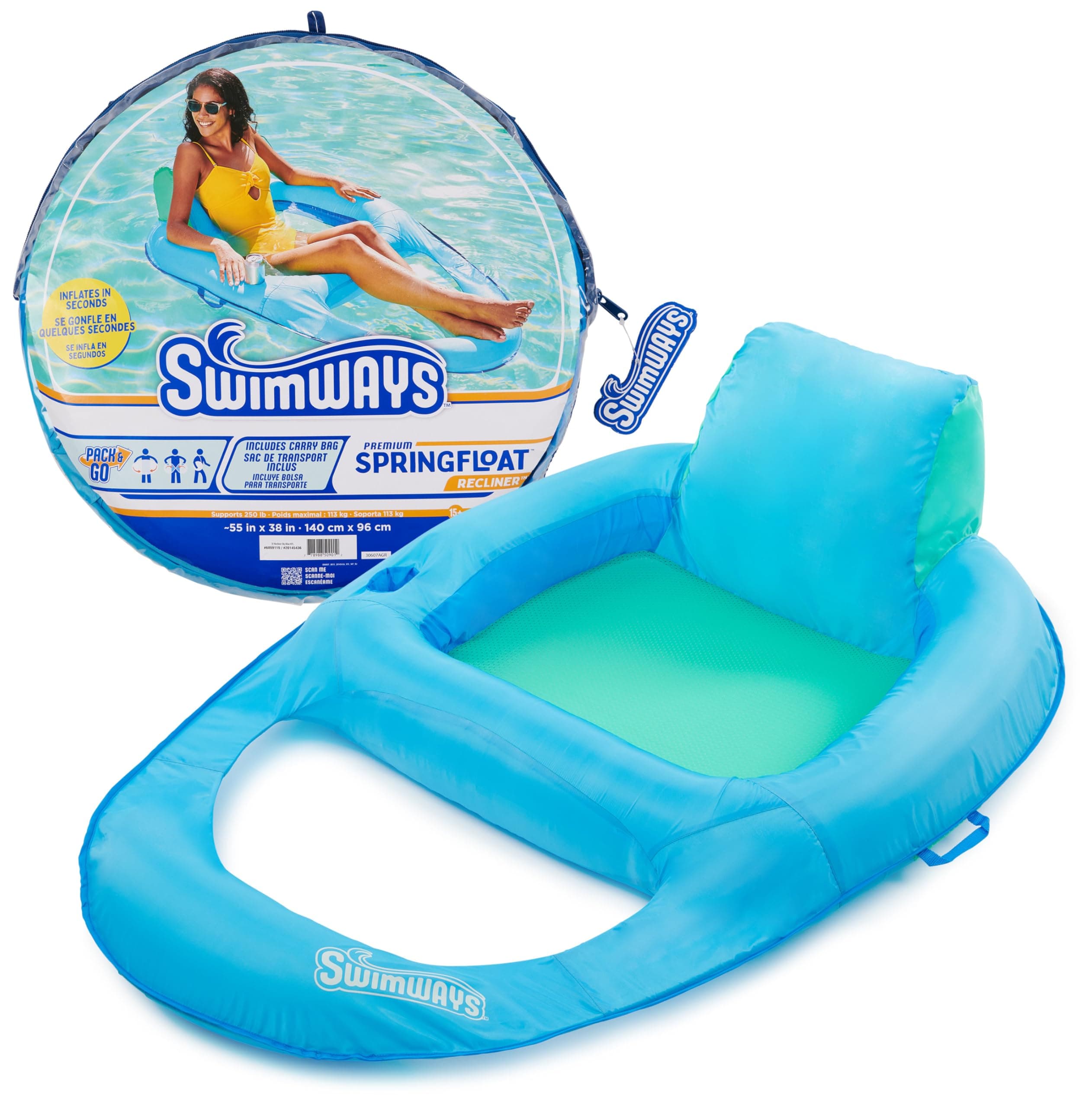 SwimWays Prem Recliner SkyBlue