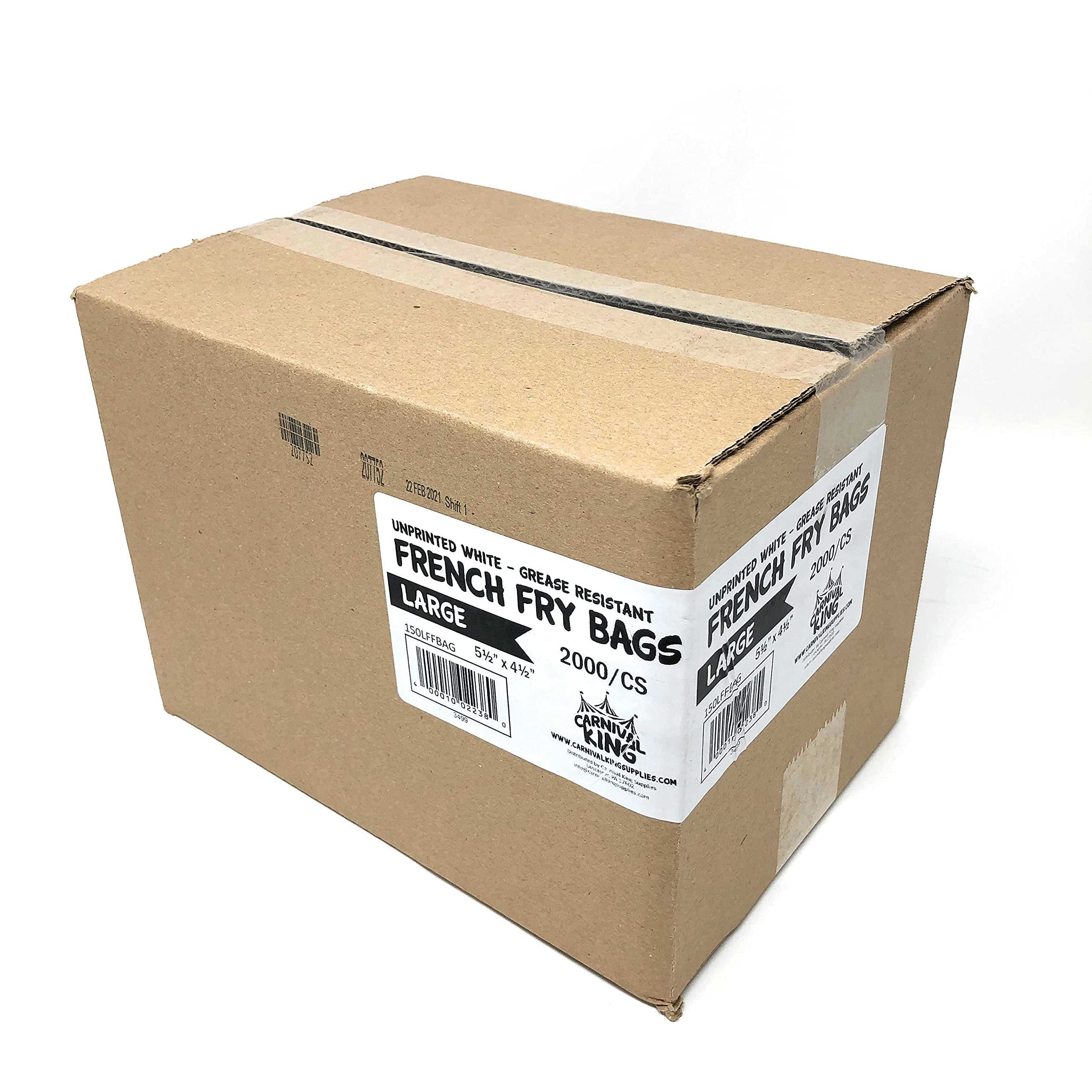 Carnival King 5 1/2" x 4 1/2" Large French Fry Bag - 2000/Case