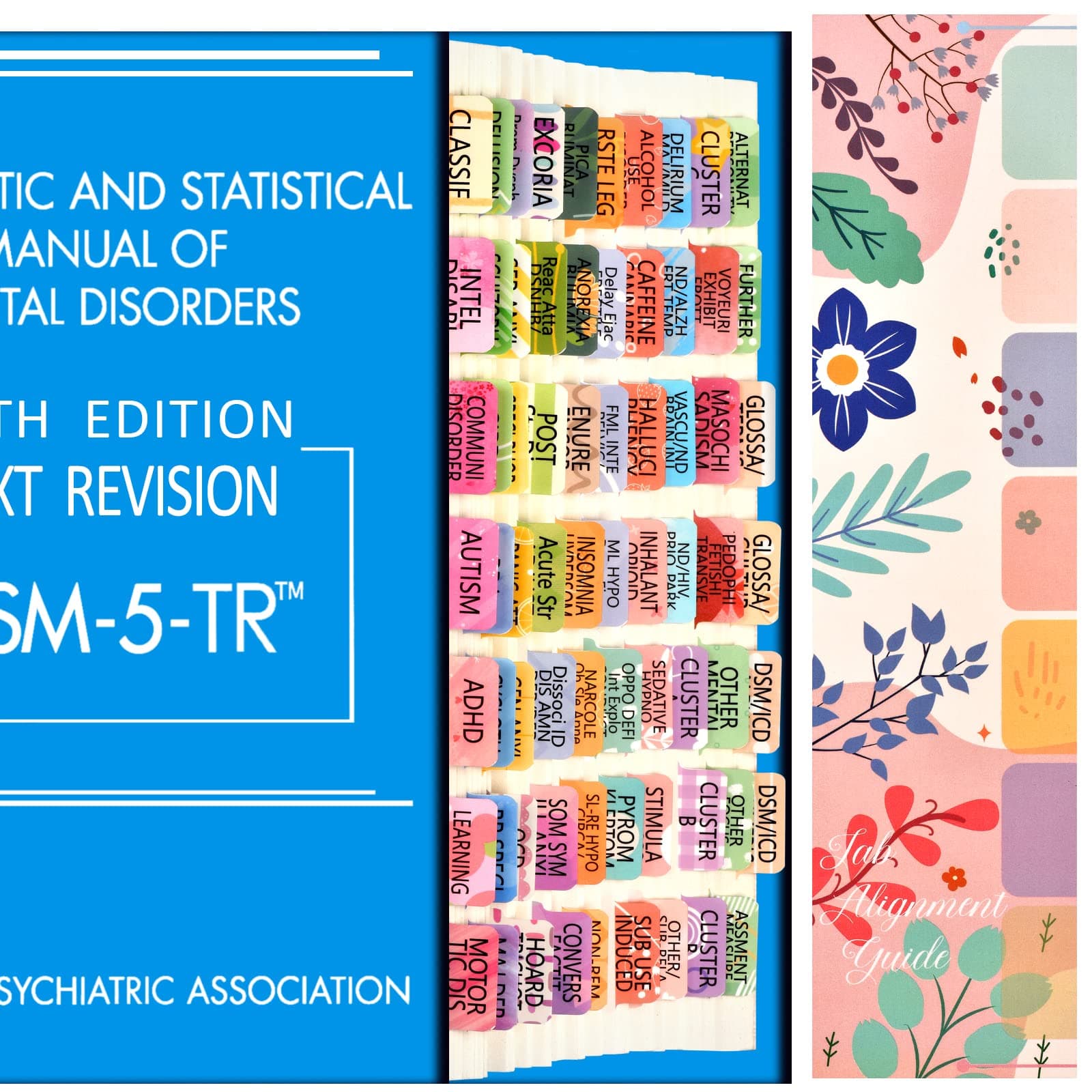 Index Tabs for DSM-5-TR, DSM-5, 18 Blank Tabs Included, Color-Coded and Laminated, with Alignment Guide…