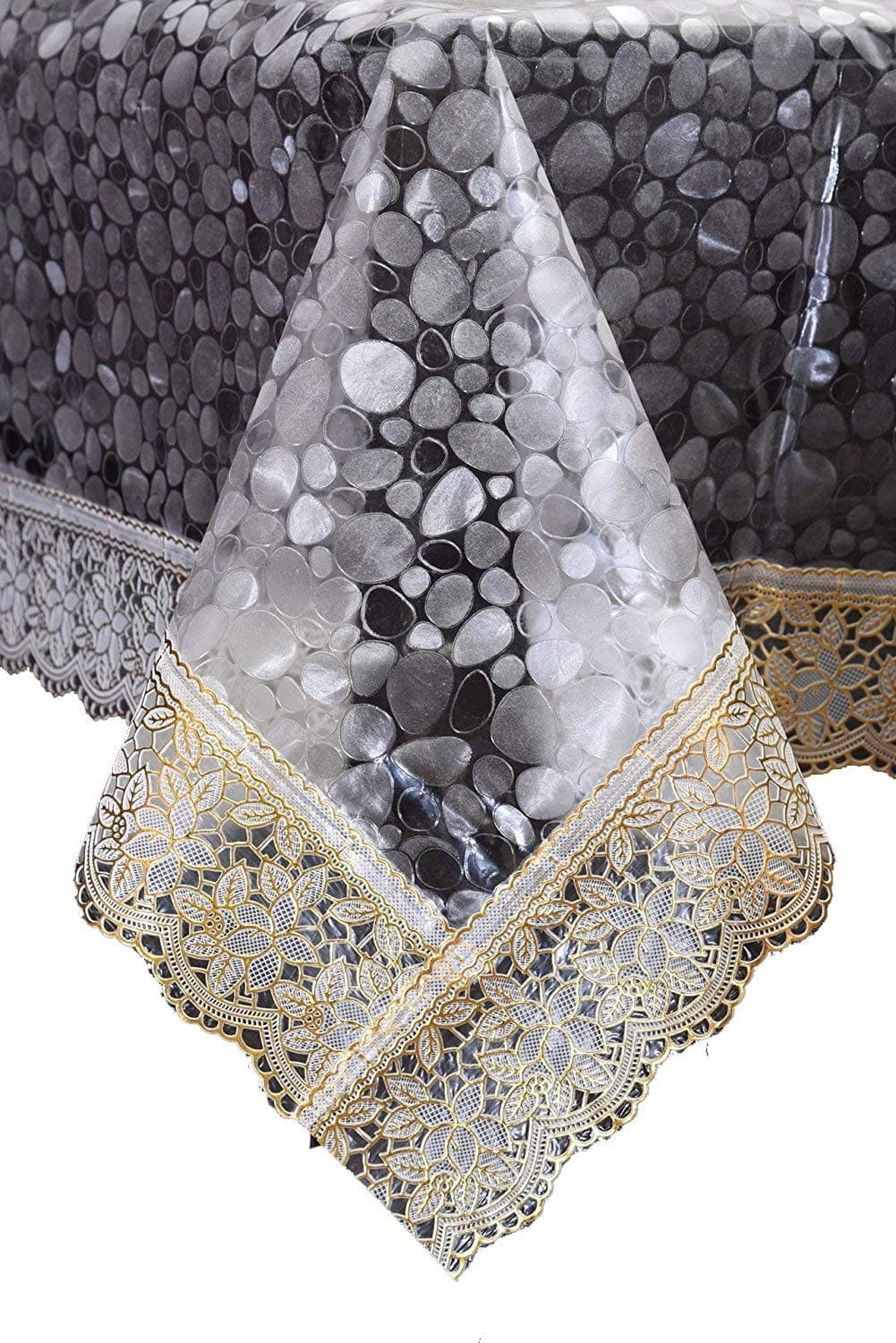 S R EXCLUSIVE 3D Design Plastic Waterproof Dining Table Cover for 6 Seaters, 60X90-inches, Transparent