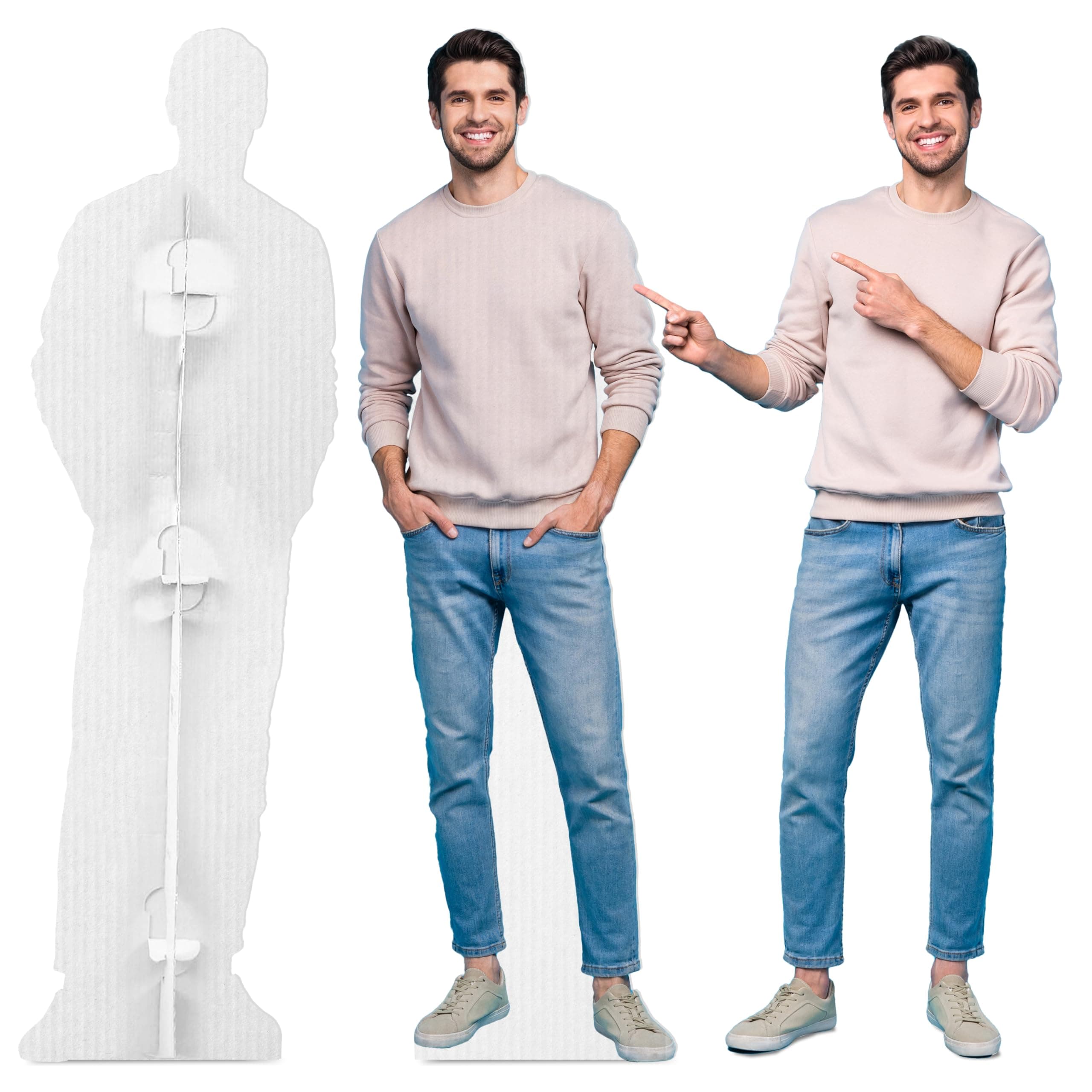 Custom Life Size Cardboard Cutout - Personalized High Resolution Stand Up | 2 Material Options, Upload Your Own Photo - Wedding, Graduation, Birthday, 1-7 ft