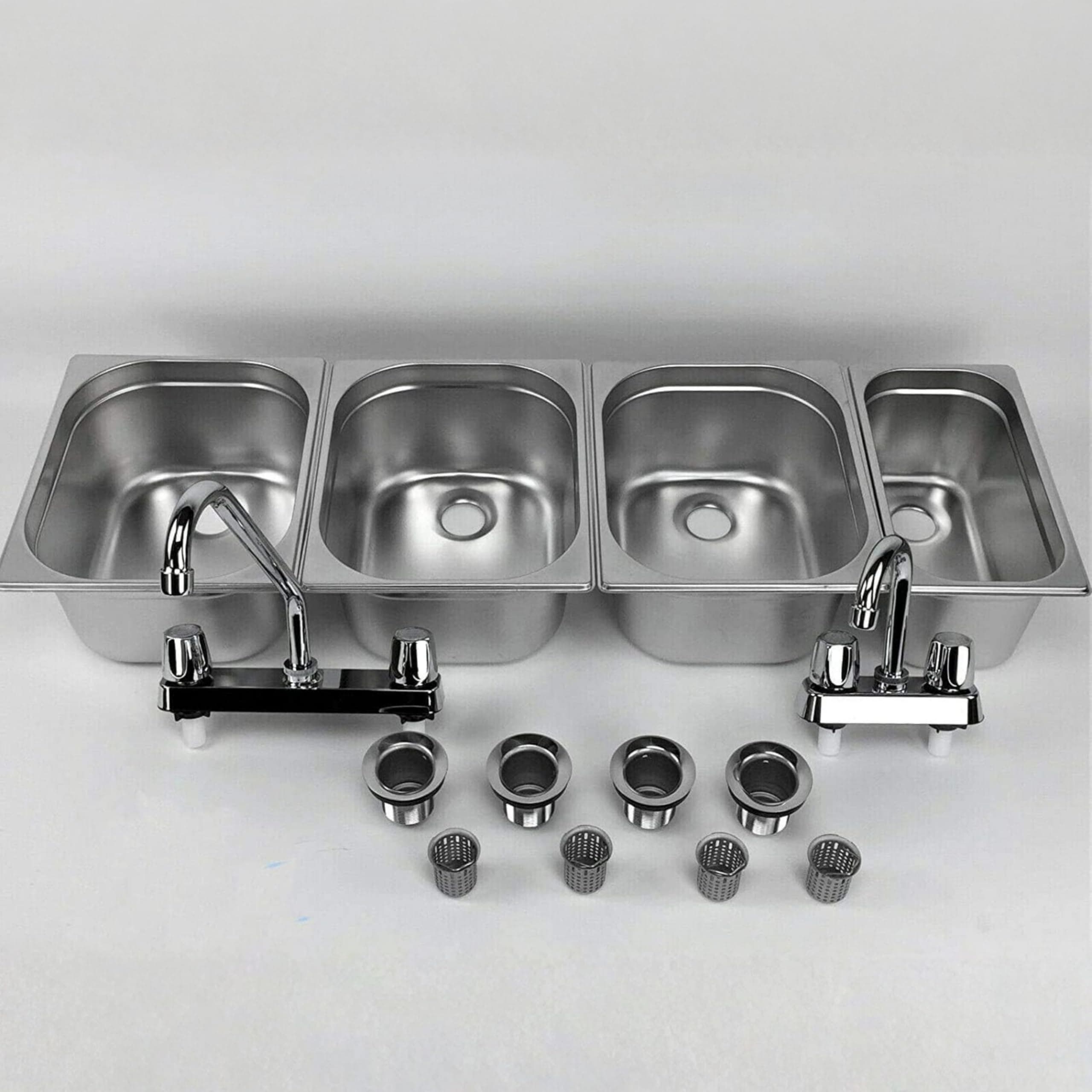 3 Large + 1 Small Hand Washing- 4 Compartment Drop-in Stainless Steel Concession Sink - Stand Food Trailer