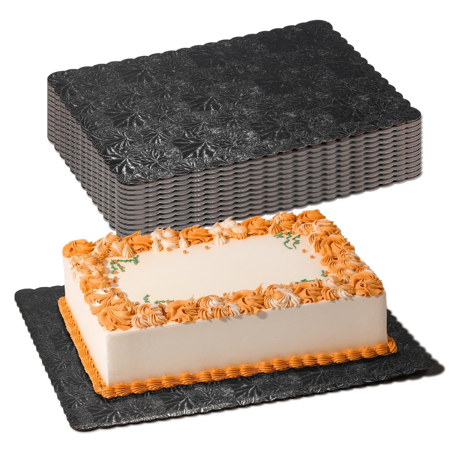 Fit Meal Prep [20 Pack 19x14 Rectangle Cake Boards Black Cardboard Cake Base, Half Sheet Disposable, Desserts and Pastries Food Bottoms, Grease Proof and Moisture Resistant