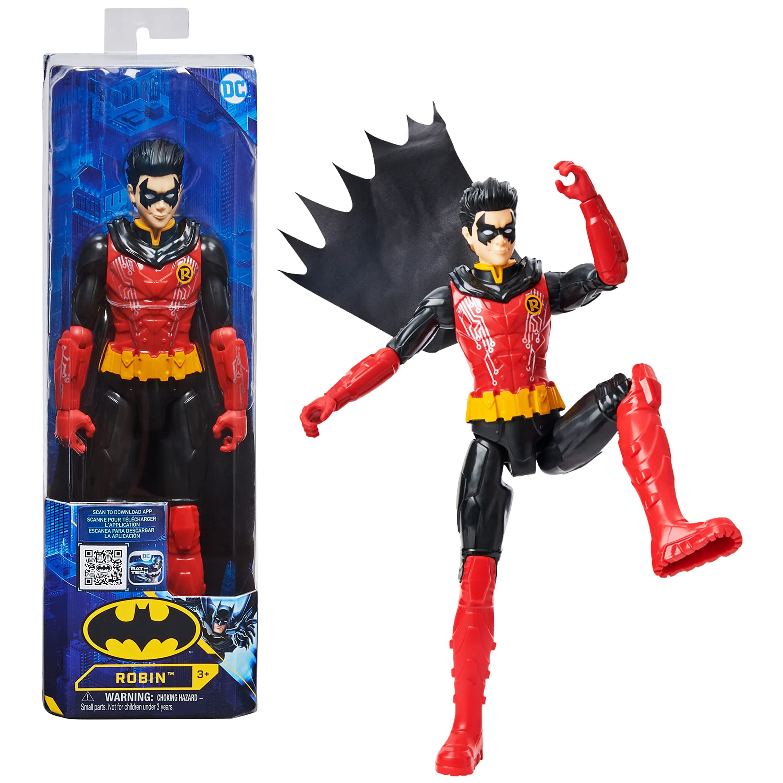 Batman | 30 cm Scale Robin Figure with Original Decoration, Cape and 11 Points of Articulation - Toys for Boys and Girls from 3 Years