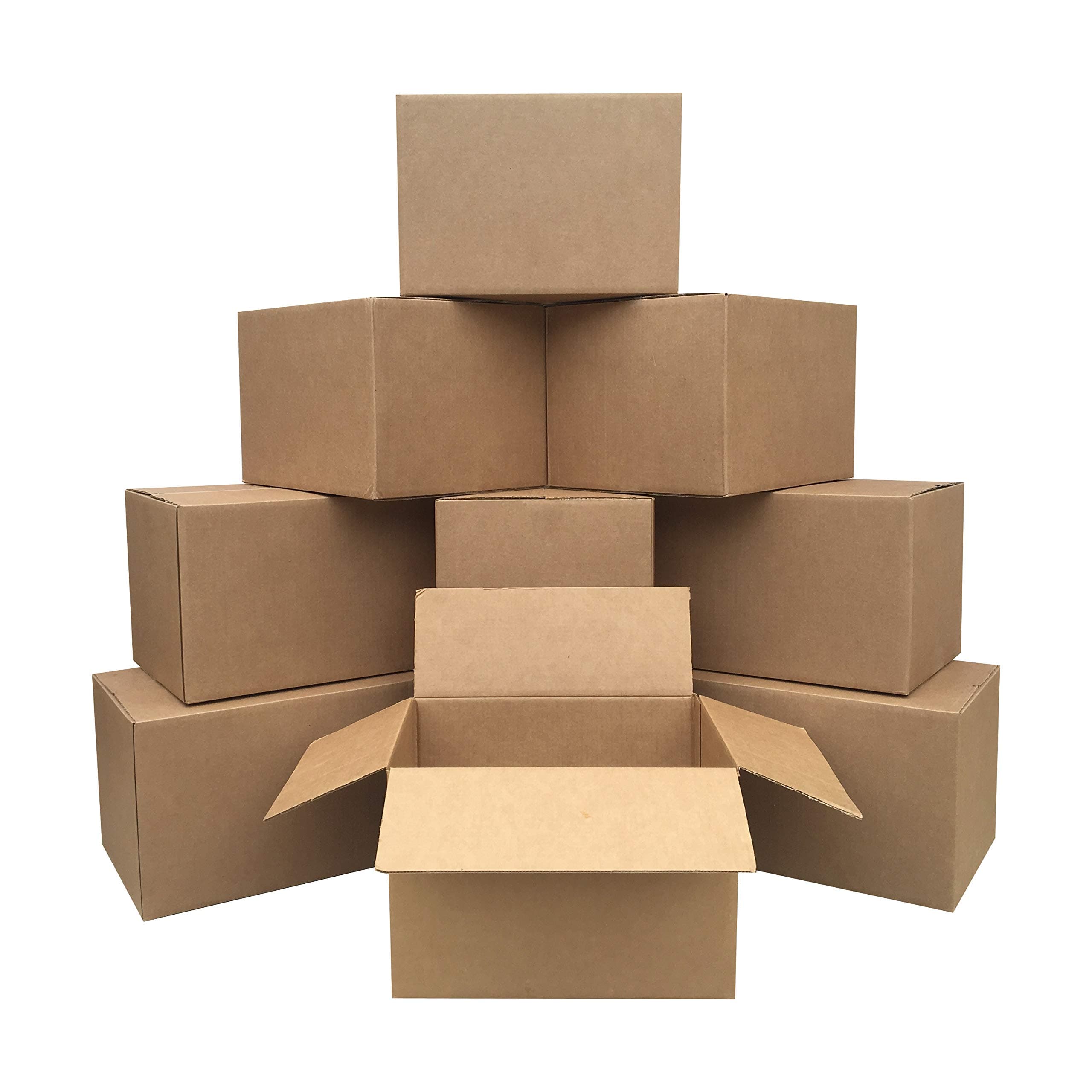 Cardboard Moving Boxes for Packing and Shipping, Medium Size, 18" x 14" x 12", Brown, 10-Pack