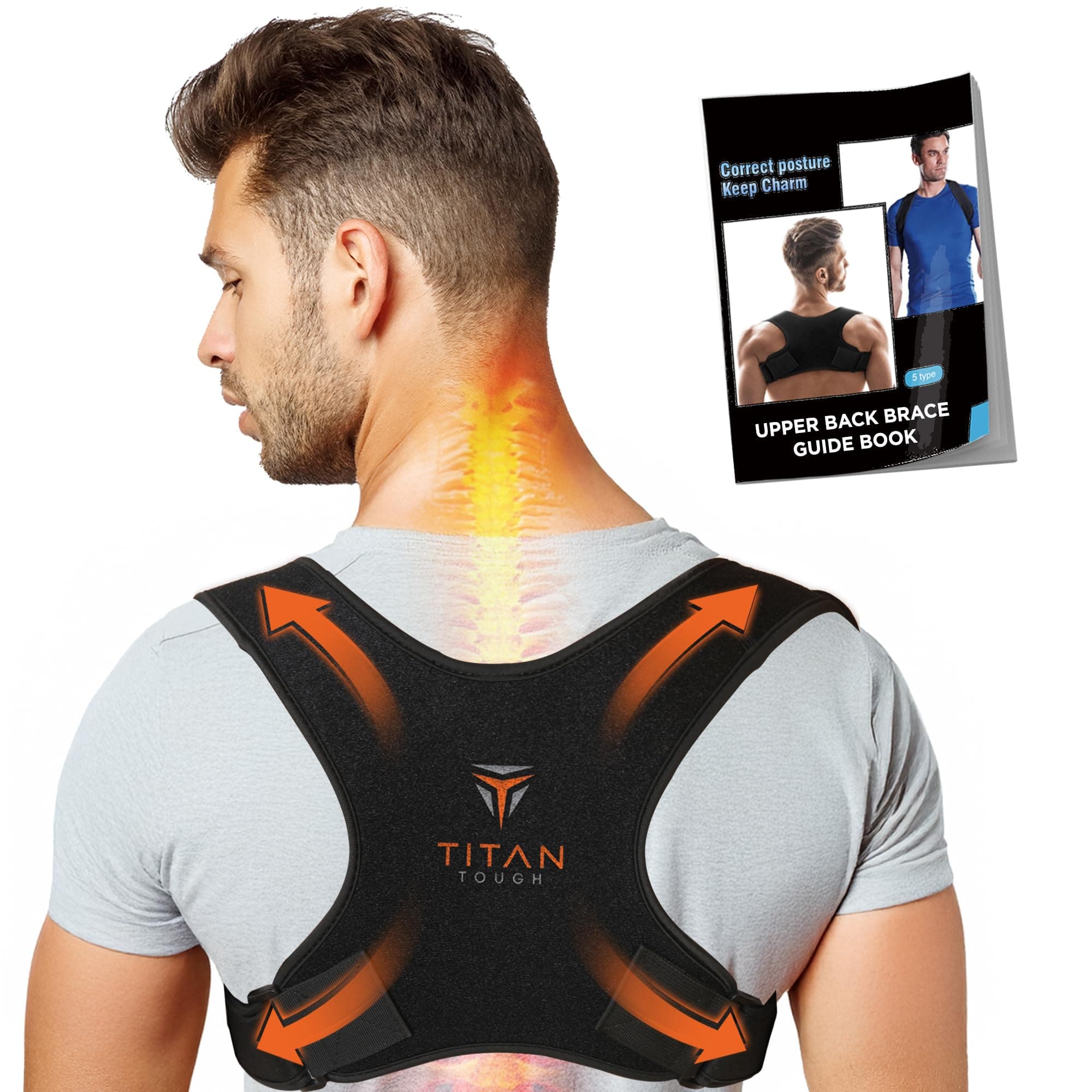 Premium Upper Back Brace for Men & Upper Back Brace for Women, Adjustable Posture Corrector, Upgraded Version, Back Brace for Alignment (L-XXL)