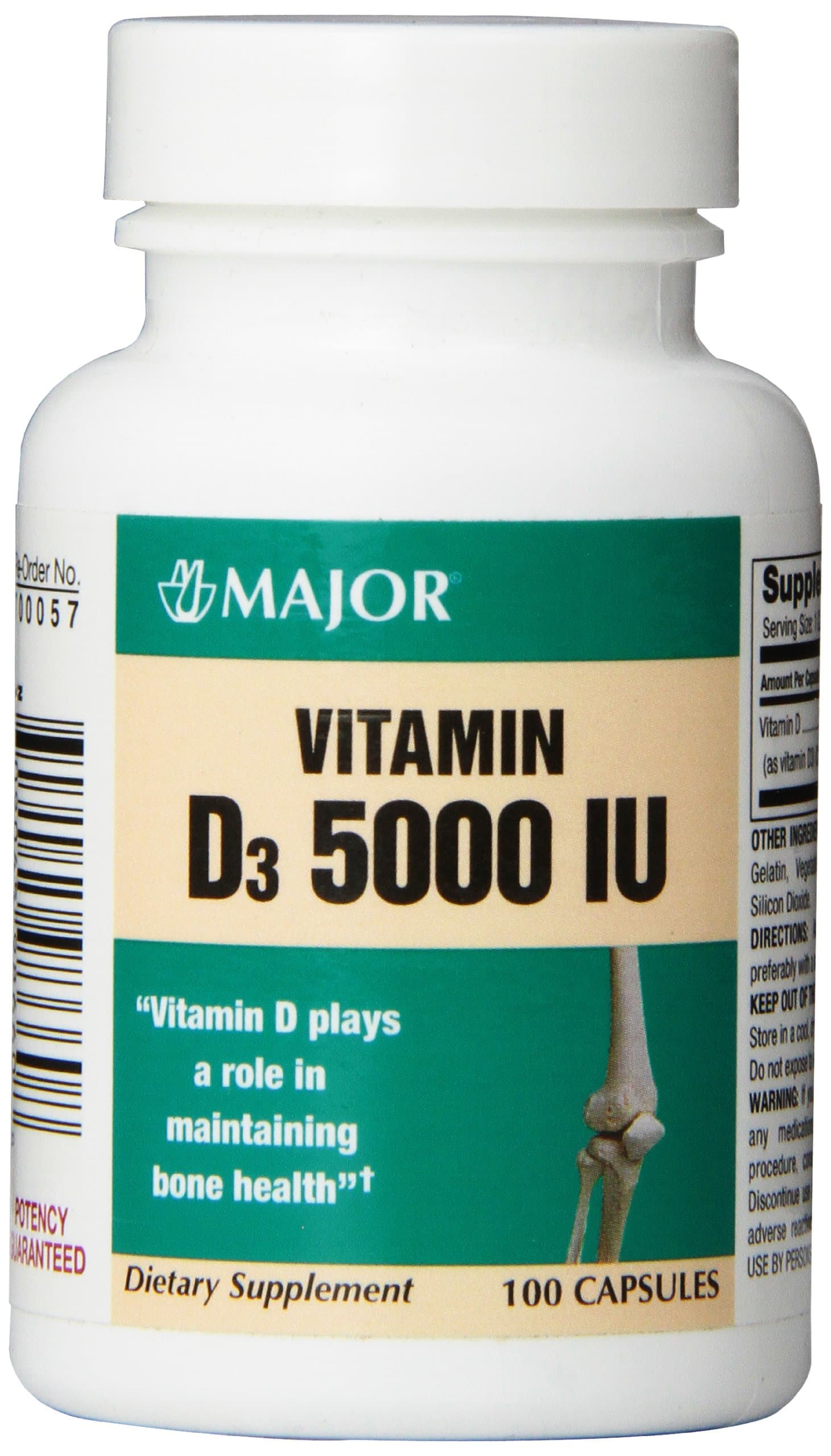 Major Vitamin D3 Supplement 5000 IU ‑ 100 Caps (Pack Of 2)
