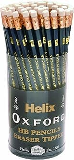 Helix Oxford Eraser Tipped HB Pencils (Pack of 72)
