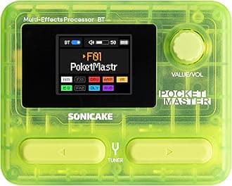 Pocket Master-Portable Multi Effects Pedal, 100+ Built-in Guitar/Bass/Acoustic Effects, Amp Modeling, IR Cabinets Simulation, Stereo OTG USB Audio Interface, Rechargeable (Transparent Green)