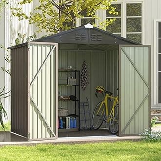 Patiowell Outdoor Storage Shed, Garden Tool Storage Shed with Sloping Roof and Lockable Door, Outdoor Sheds for Backyard Garden Patio Lawn