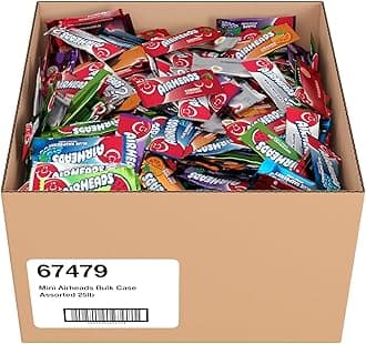 Airheads Mini Candy Bars, Taffy Variety Pack, Individually Wrapped Bulk Candy, Six Assorted Fruit Flavors Artificially Flavored, 25 Pound Box