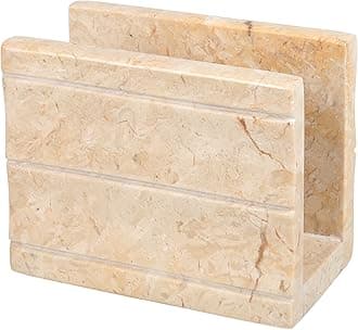 Creative Home Natural Champagne Marble Napkin Holder Stand Tissue Paper Dispenser Dining Table Kitchen Countertop Organizer, Panda Collection, 5.8 x 3 x 4.5 H Inch
