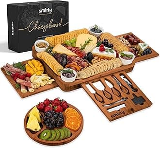 Charcuterie Boards Set - Large Bamboo Cheese Board Set - House Warming Gifts New Home, Wedding Gift for Couple, Bridal Shower Gift, Birthday Gifts for Women
