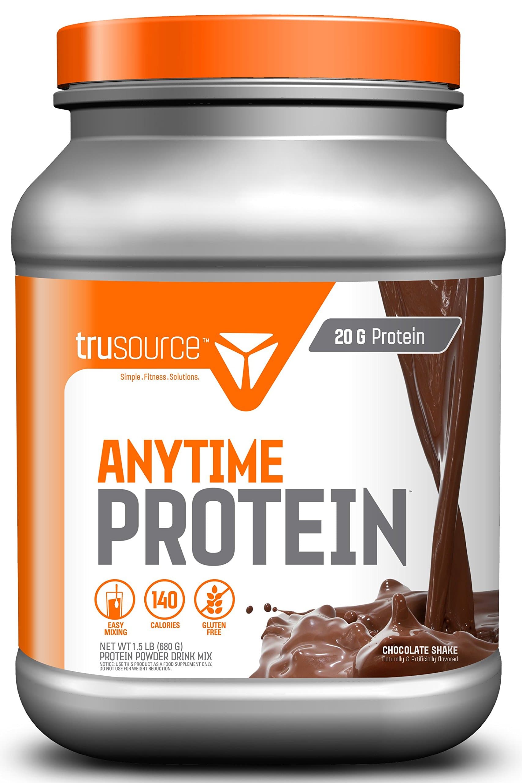trusource 20 Servings Anytime Protein with Whey Concentrate, Chocolate, 1.5 Pound