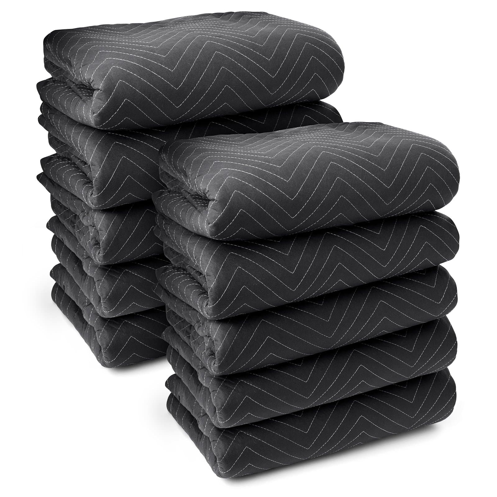 Sure-Max 10 Moving & Packing Blankets - Ultra Thick Pro - 80" x 72" (65 lb/dz weight) - Professional Quilted Shipping Furniture Pads Black