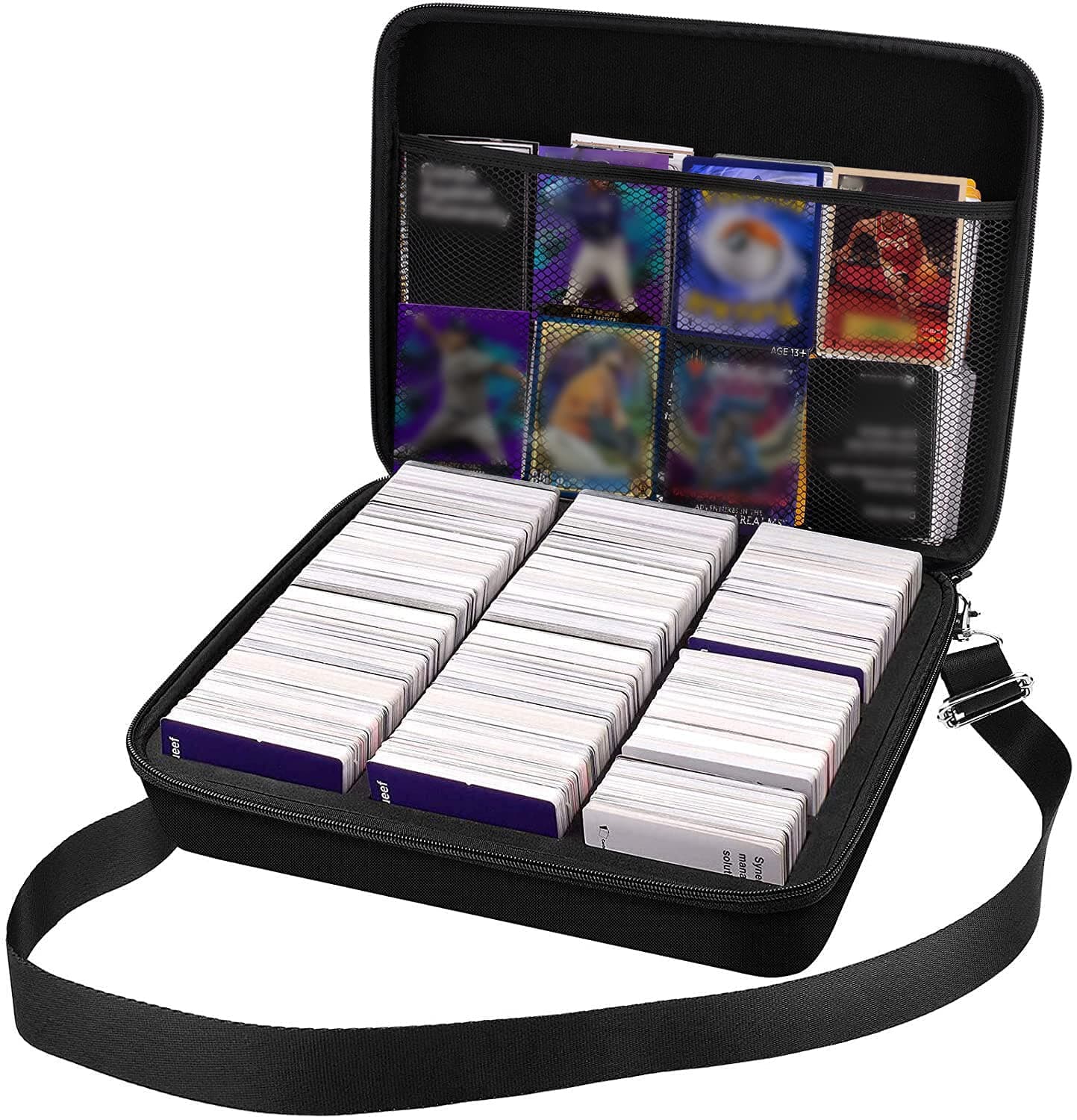 ALKOO Trading Card Case, 2000+ Card Deck Box for MTG Commander, for YuGiOh, for Magic The Gathering, for Cards Against Humanity, 2025 2024 Football Baseball Sports Collectible Cards Holder (Black)