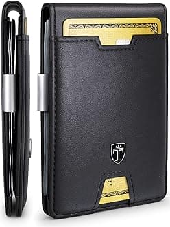 Mens Wallet with Money Clip AUSTIN RFID Blocking Bifold Credit Card Holder for Men with Gift Box (Real Leather Black)
