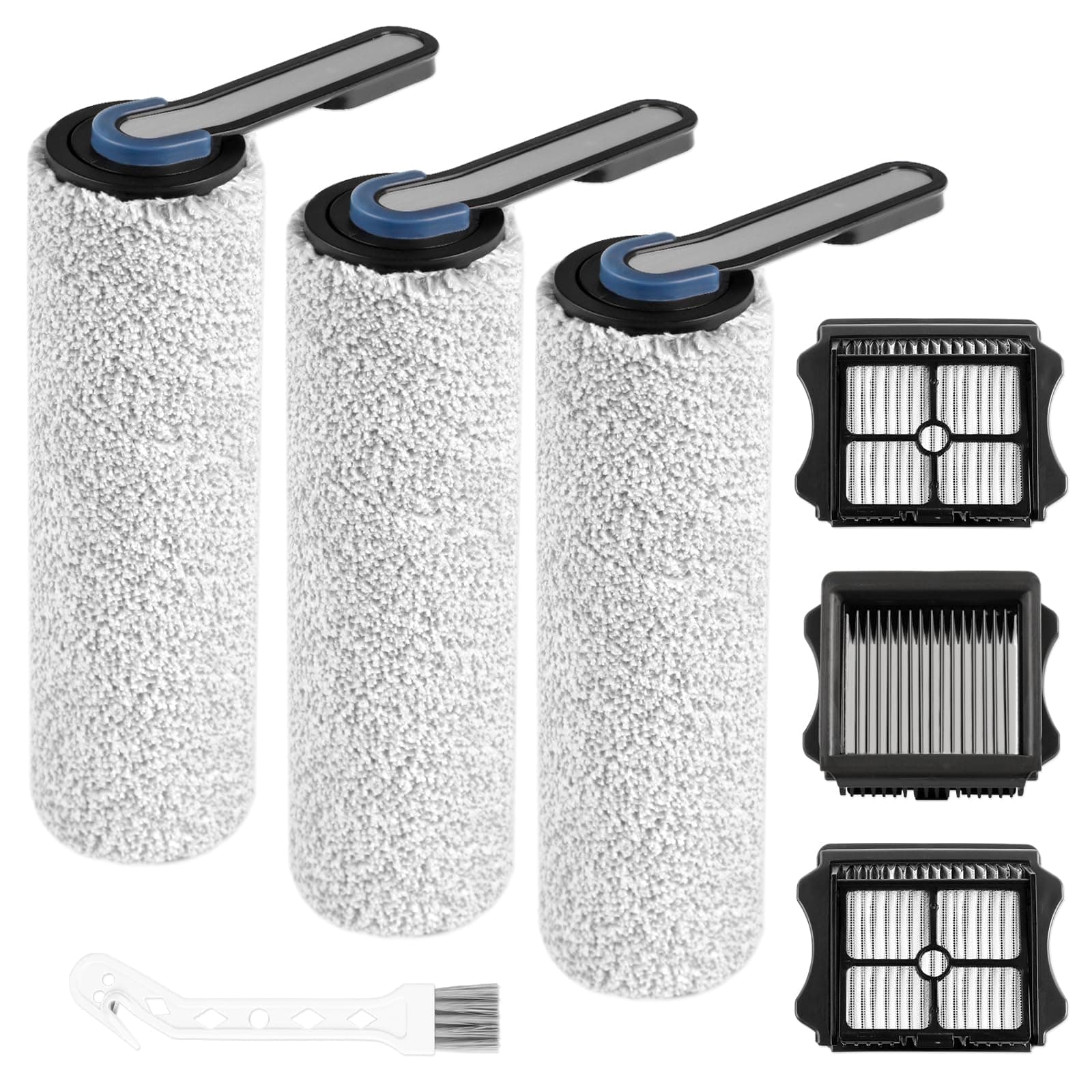S5 Pro Replacement Roller Brush and Filter Kit Replacement for Tineco Floor ONE S5 Blue, Floor One S5 Pro 2 Cordless Wet Dry Vacuum Parts (Not for S5 Combo) 3 Roller Brush, 3 Filters