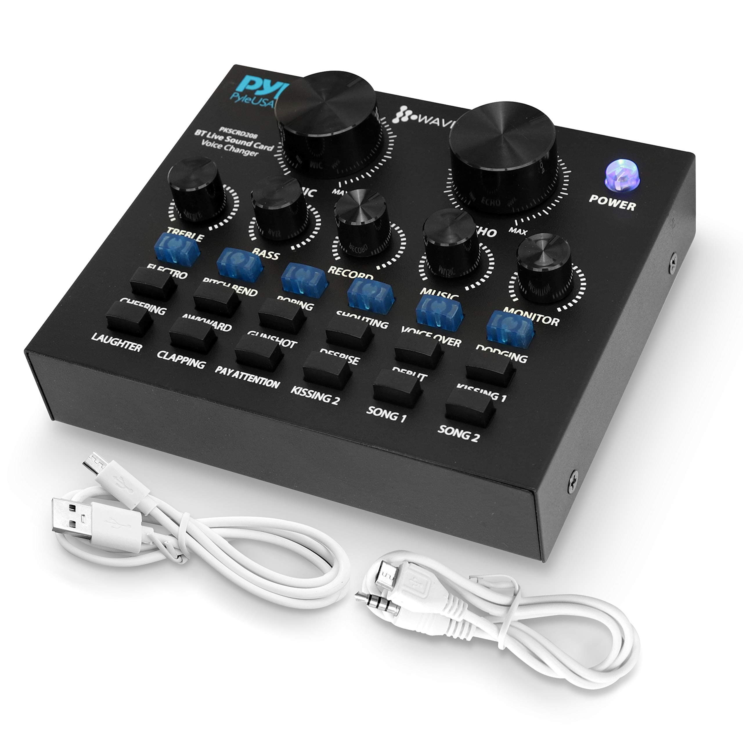 PKSCRD208 Bluetooth Mini Audio Interface Mixer - 2 Channels, DSP Noise Reduction, 6 Sound Modes, 12 Sound Effects, USB Connectivity, Compatible with Smartphone, PC, Laptop