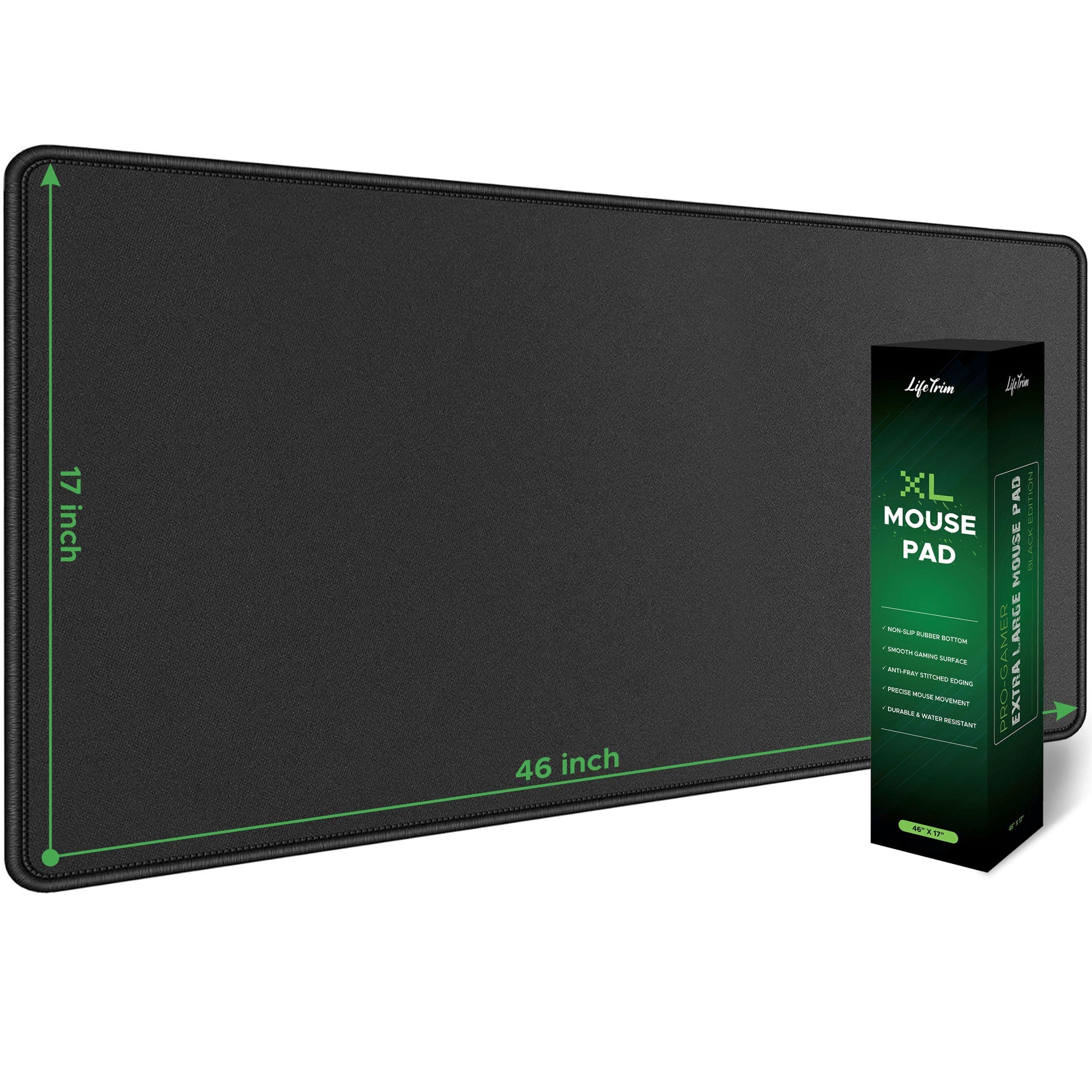 LifeTrim Huge 46”x17” 5mm Gaming Mouse Pad Large Mouse Pad for Desk Gaming Giant Black XXL Thick Long Extra Large Extended Big Gamer Desk Mat