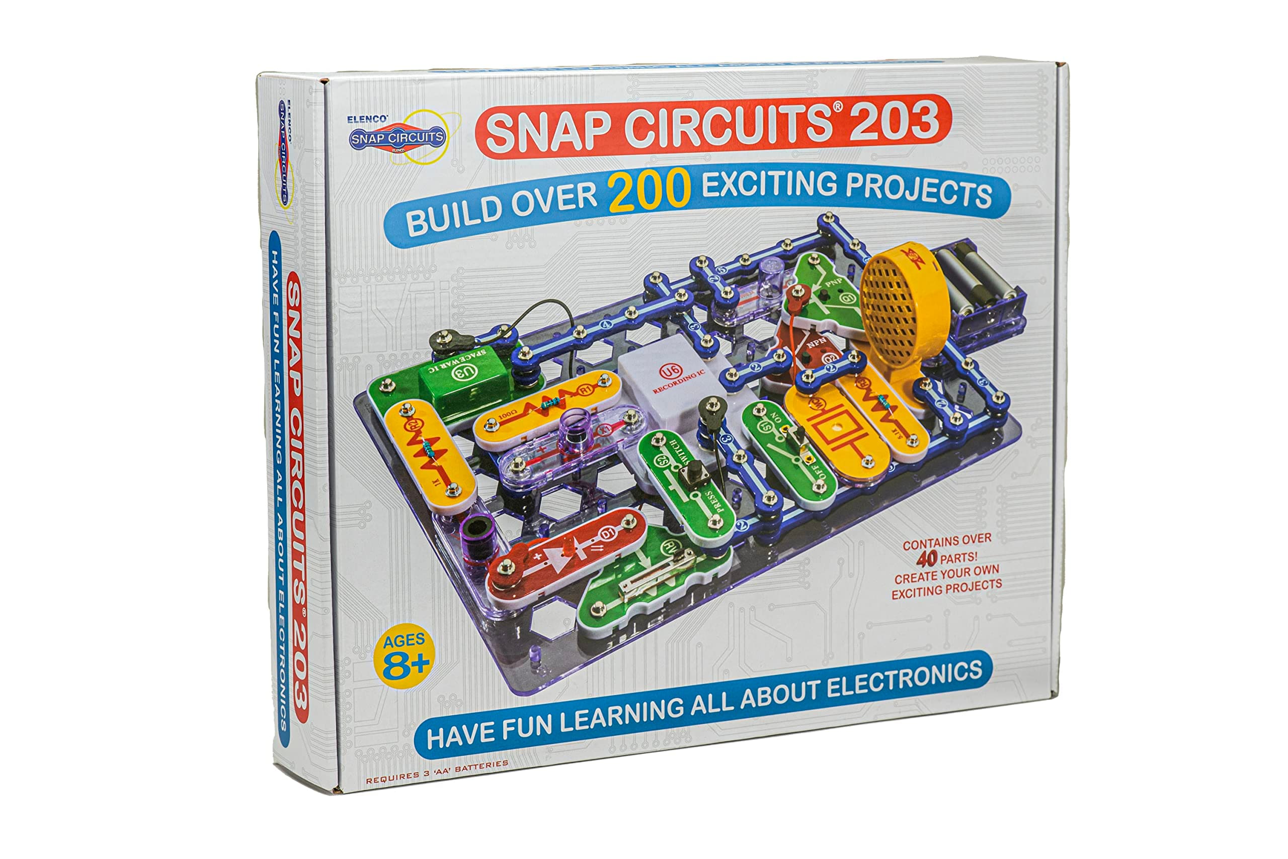 203 Electronics Exploration Kit | Over 200 STEM Projects | Full Color Project Manual | 42 Snap Modules | Unlimited Fun
