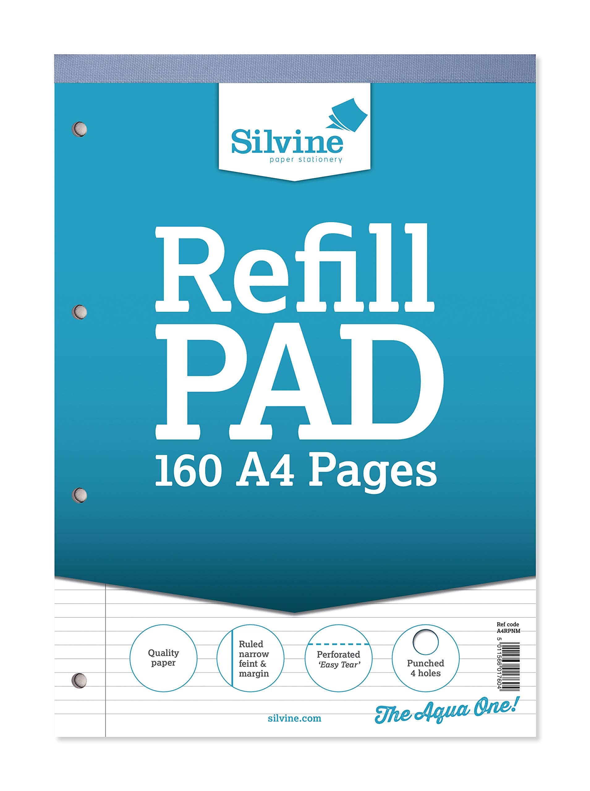 A4 Refill Pad - Narrow Lined with Margin (160 Pages) Pack of 5