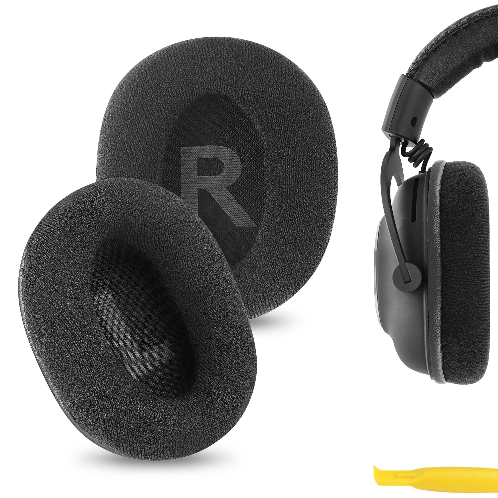 Comfort Soft Velour Replacement Ear Pads for Logitech G Pro/ProX/ ProX2/ 433/233 Headphones Ear Cushions, Repair Parts with Video Guide (Black)