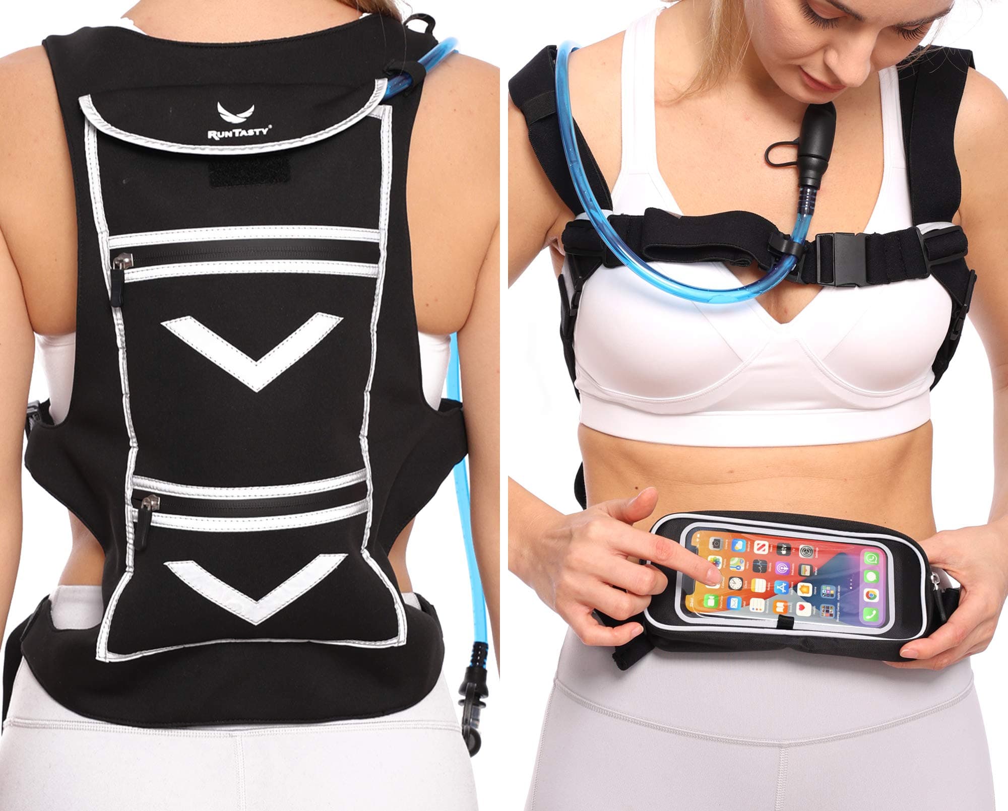 New Running Hydration Backpack Vest - w/50 oz Water Bladder Reservoir & Touchscreen Ready Phone Pocket - 360° Reflective & Water Resistant - Ideal for Hiking, Climbing, Cycling, Raves!