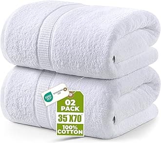 Utopia Towels - Luxurious Jumbo Bath Sheet (35 x 70 Inches, White) - 600 GSM 100% Ring Spun Cotton Highly Absorbent and Quick Dry Extra Large Bath Sheet - Super Soft Hotel Quality Towel (2-Pack)