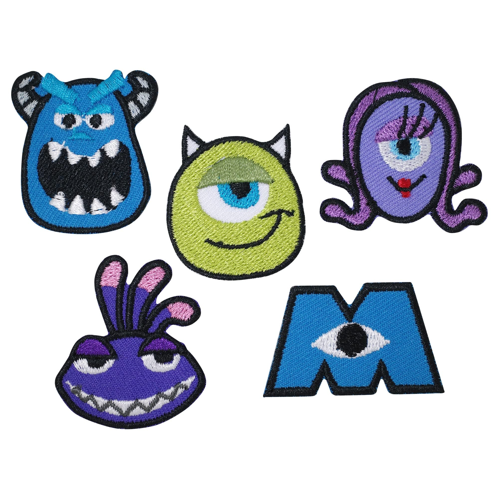 5 Pcs Monsters Inc Patches Iron on Embroidered Badge Saw On Patch for Jeans, Clothing, Bags, Jackets, Caps