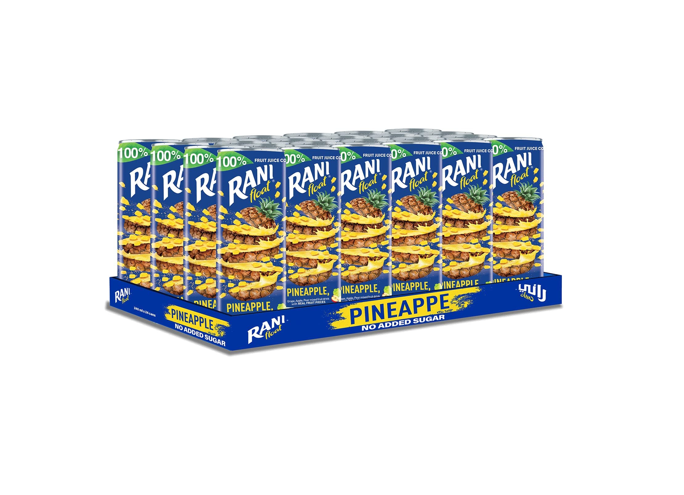 Float Pineapple Juice with Real Fruit Pieces in Can, 24 x 240 ml
