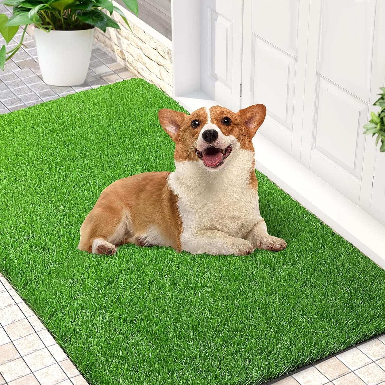 HOCC Artificial Grass - Multifunction Dog Pee Grass Folding Fake Grass Non Slip Artificial Turf Grass for Dogs with Drainage Holes Easy to Clean Suitable for Indoor Outdoor (1m x 1.53m)