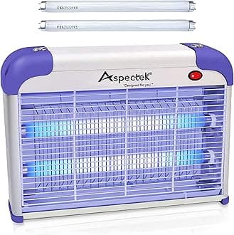 20W Indoor Bug Zapper, Insect Killer, Powerful UV Lamp Attracts Flying Insects Like Mosquito, Fungus Gnat, Moth, 2800V Includes 2 Replacement Bulbs