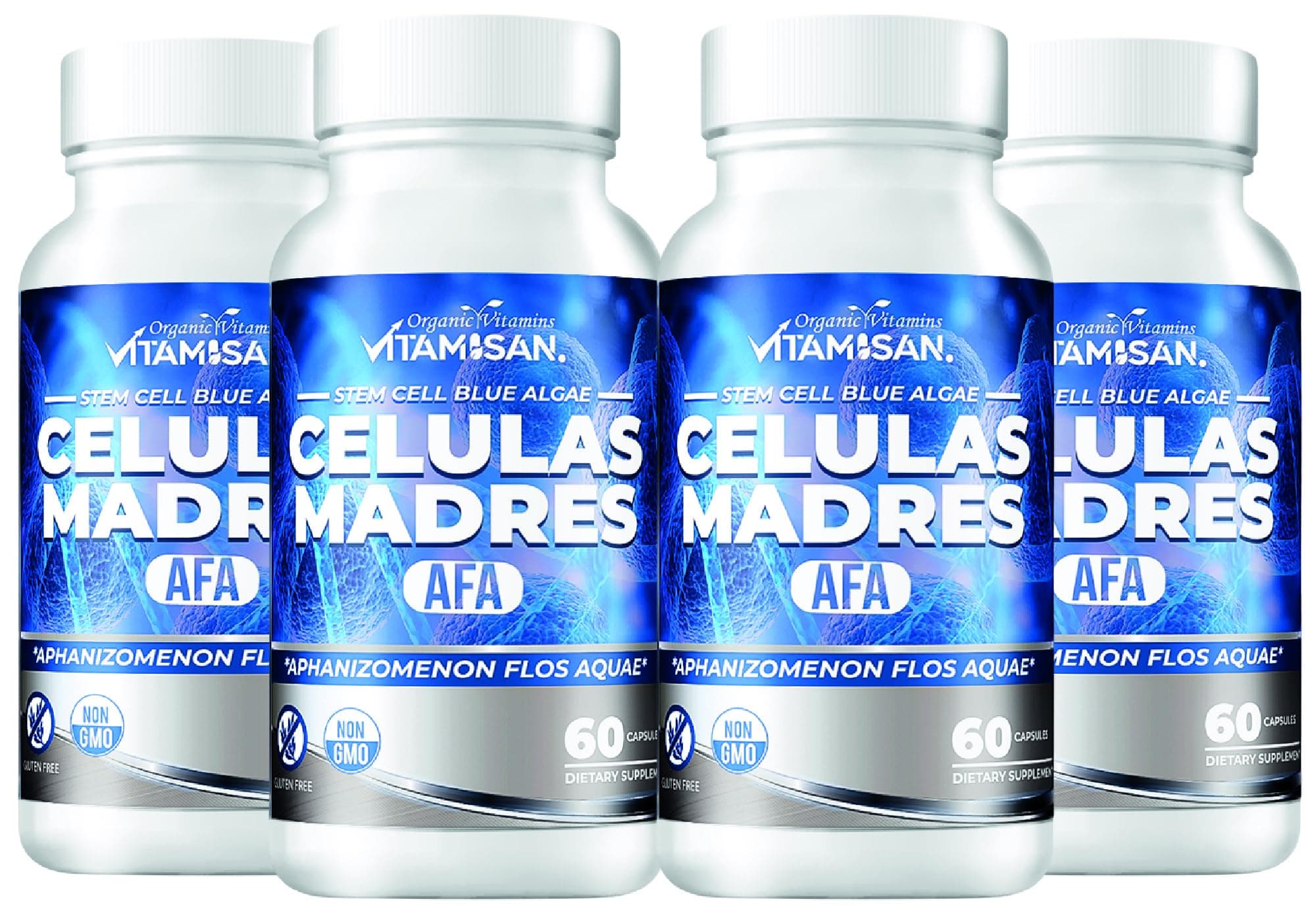 4 Celulas Madres Stemcells Celula AFA Blue Green Algae - Aphanizomenon Flos-aquae -Anti-Aging 240 Capsules new no GMO
