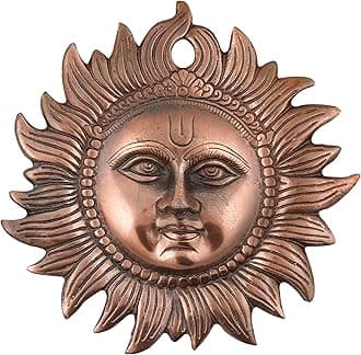 Craft Trade Copper Sun Idol Wall Hanging Decorative Items for Home Living Room Bedroom Feng Shui Vastu for Good Luck Money