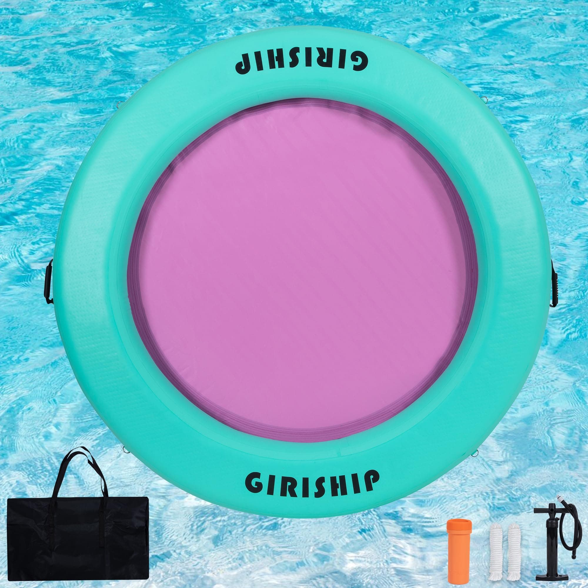 6FT Inflatable Water Hammock, Round Floating Ring Inflatable Floating Dock for Lakes and Pools, Pool Hammock Lake Floats for Adults