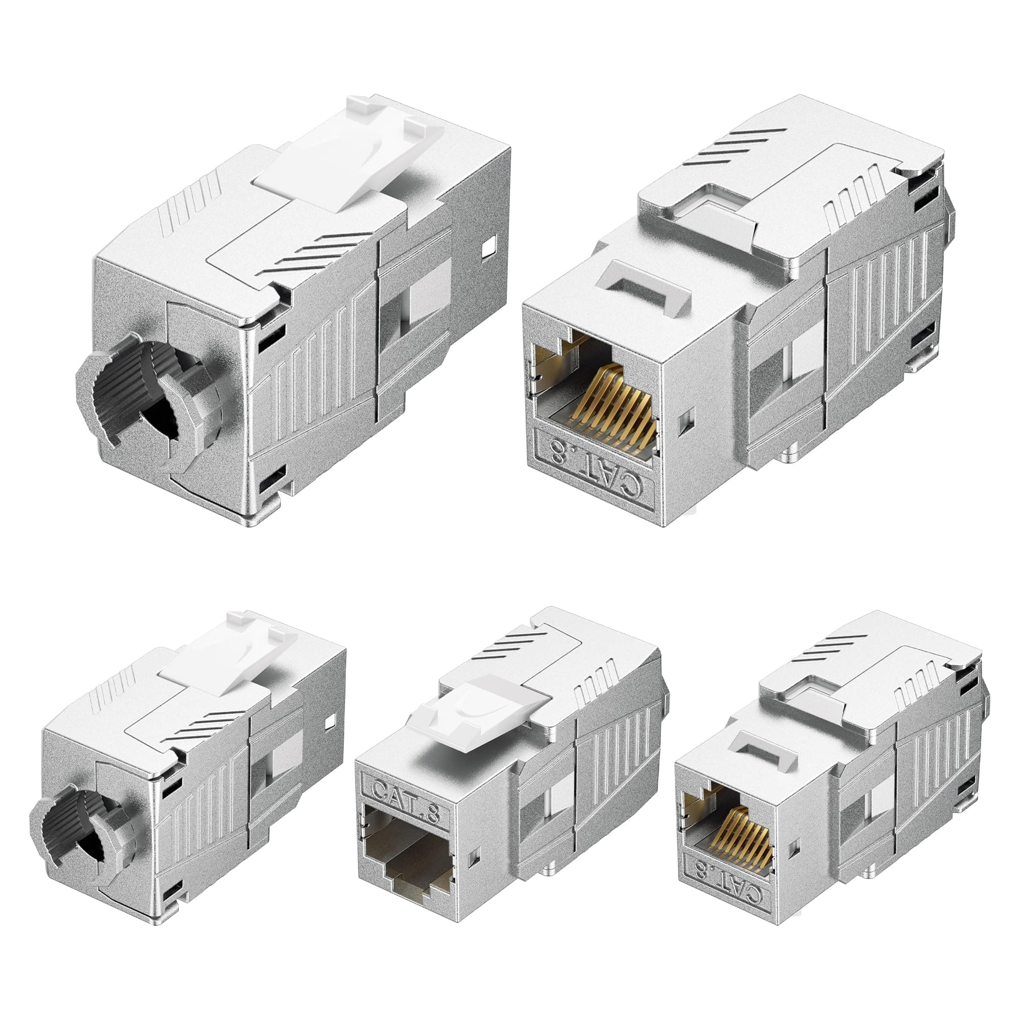 Cable Matters [UL Listed] 5-Pack 40Gbps Shielded RJ45 Cat 8, Cat8 Keystone Jack for Patch Panel, Wall Plate