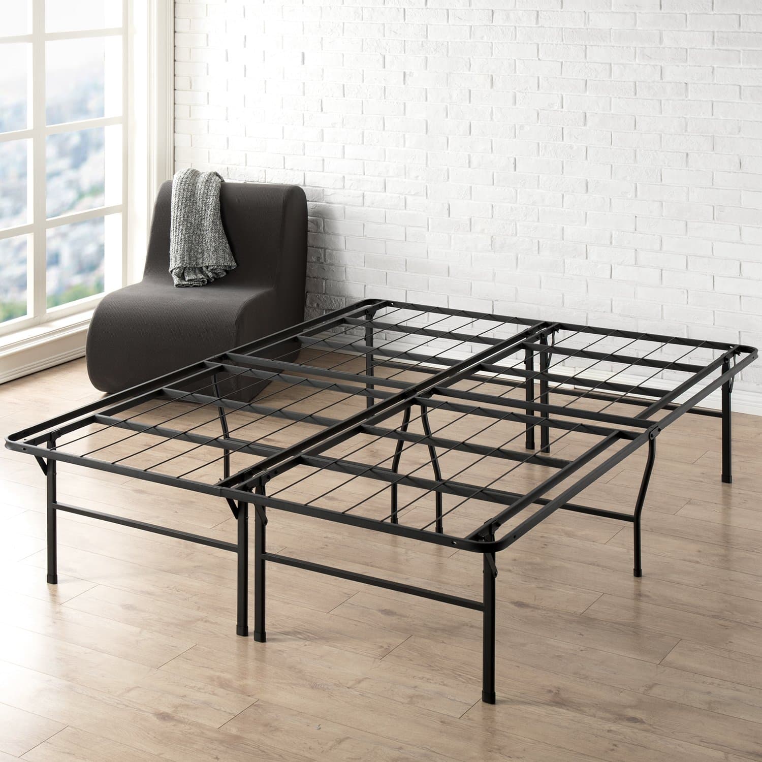 Mellow Queen Bed Frame - 18" Metal Platform Beds W/Heavy Duty Steel Slat Mattress Foundation (No Box Spring needed), Black